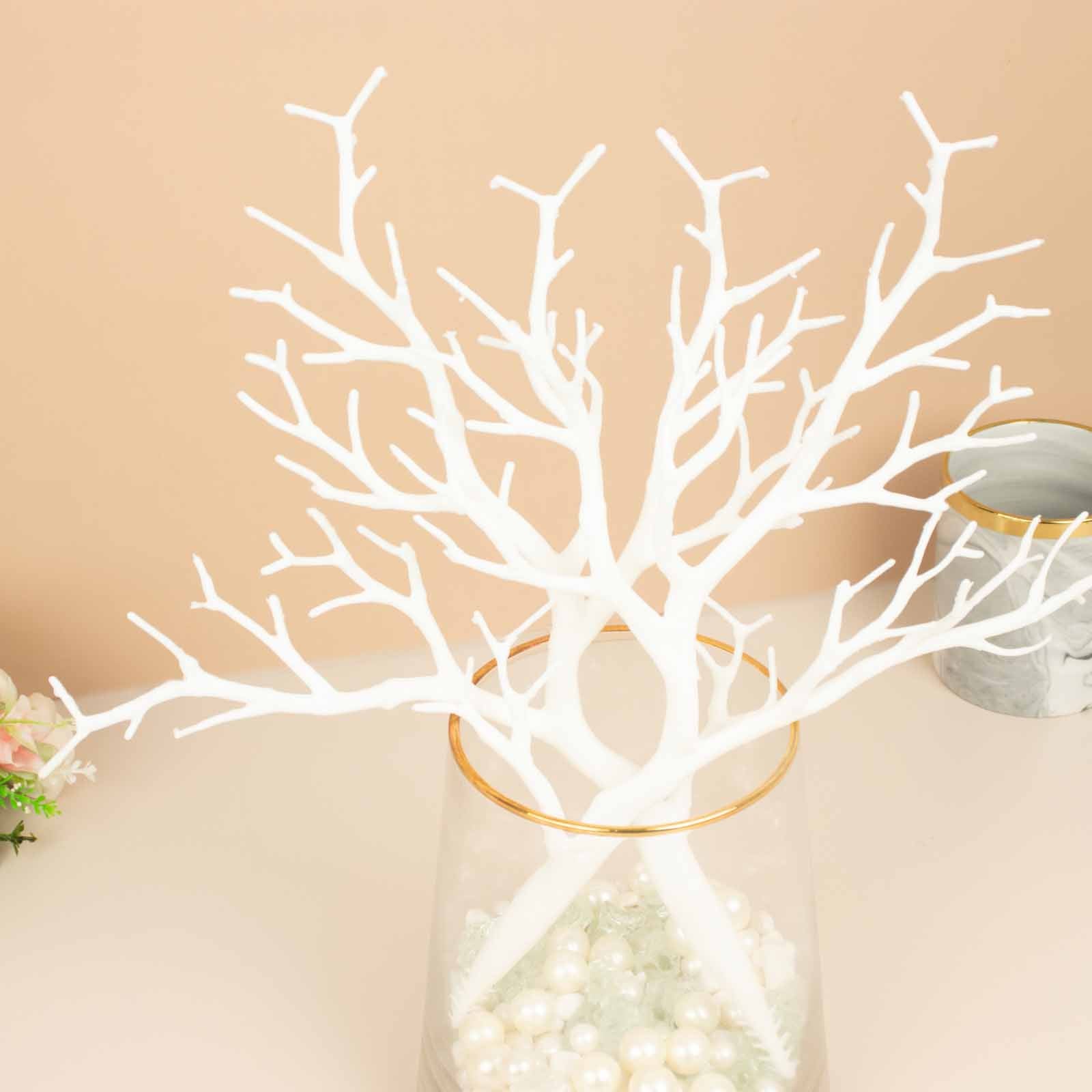 10-Pack Artificial Manzanita Tree Branch White - Flexible Faux Branches Dry Craft Plant Twigs Decor for Vase Filler Home Wedding Centerpiece Ornament 14