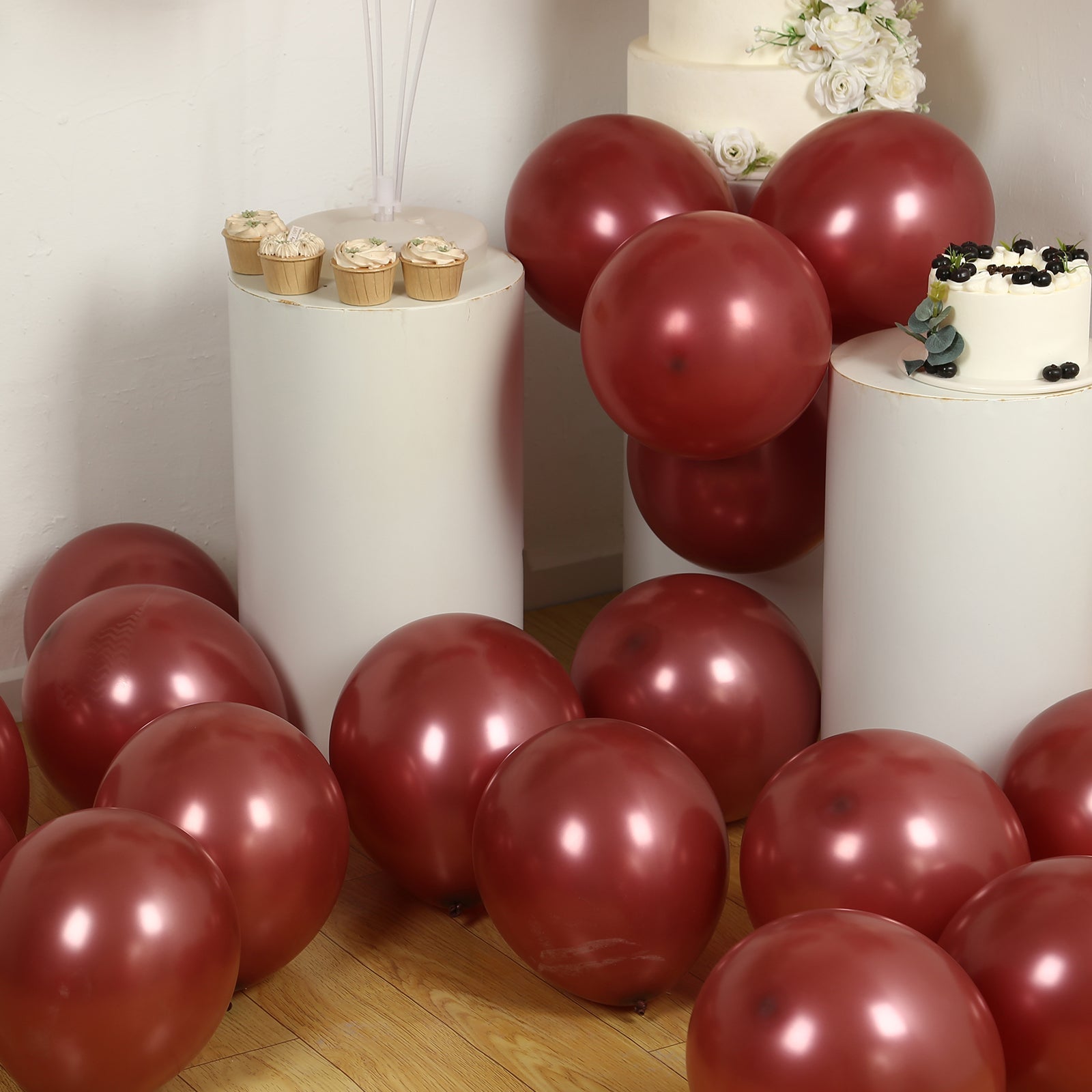 50 Pack Matte Pastel Burgundy Biodegradable Balloons 12, Round Eco-friendly Thick Latex Party Balloons