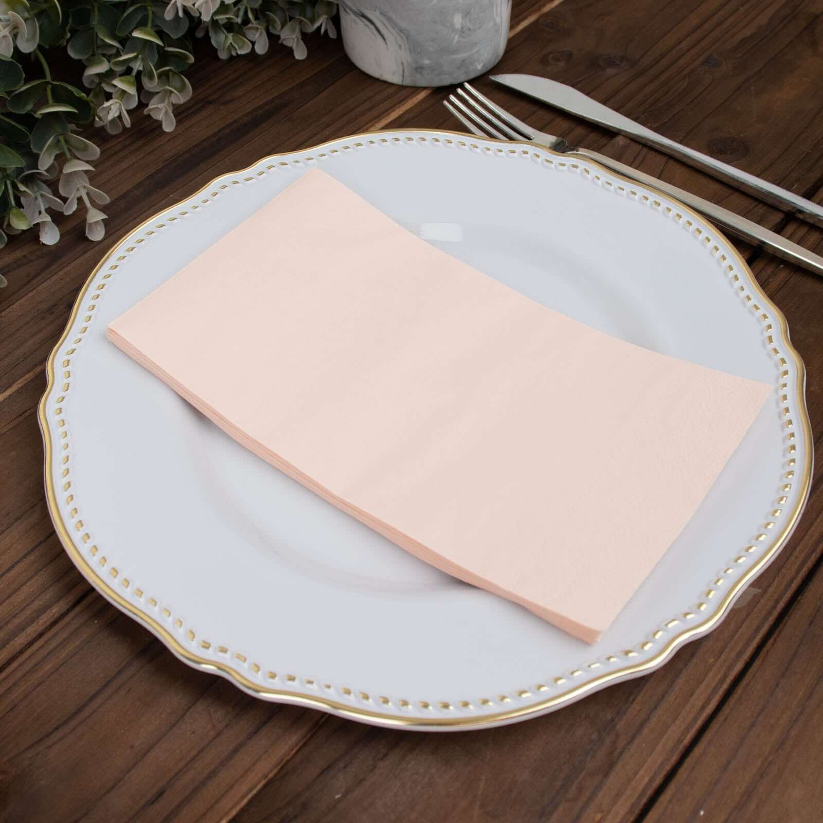 50-Pack Paper Napkins Soft Blush - Disposable 2-Ply Cocktail and Beverage Napkins for Weddings