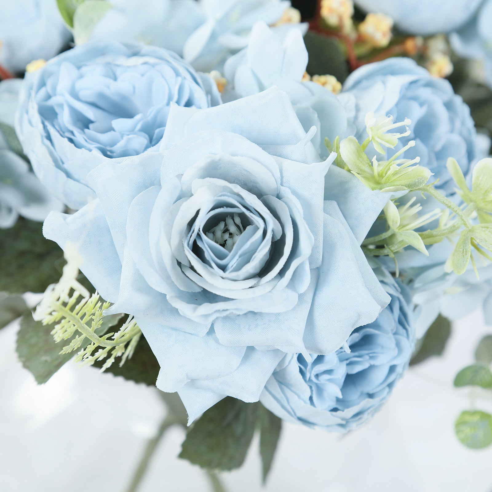 2 Pack Artificial Rose & Peony Floral Arrangements – 12 Light Blue Silk Bouquets for Weddings & Home Décor