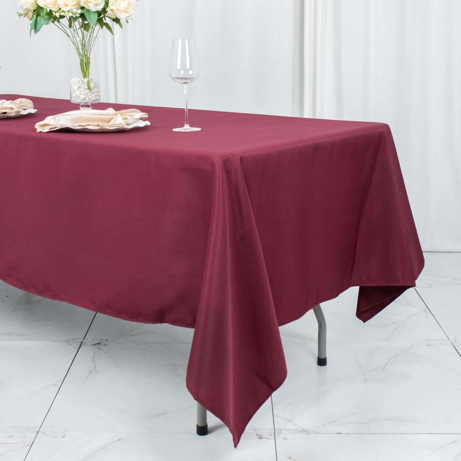 Premium Polyester 60x102 Rectangle Tablecloth Burgundy - Durable 220GSM Wrinkle-Resistant Table Cover