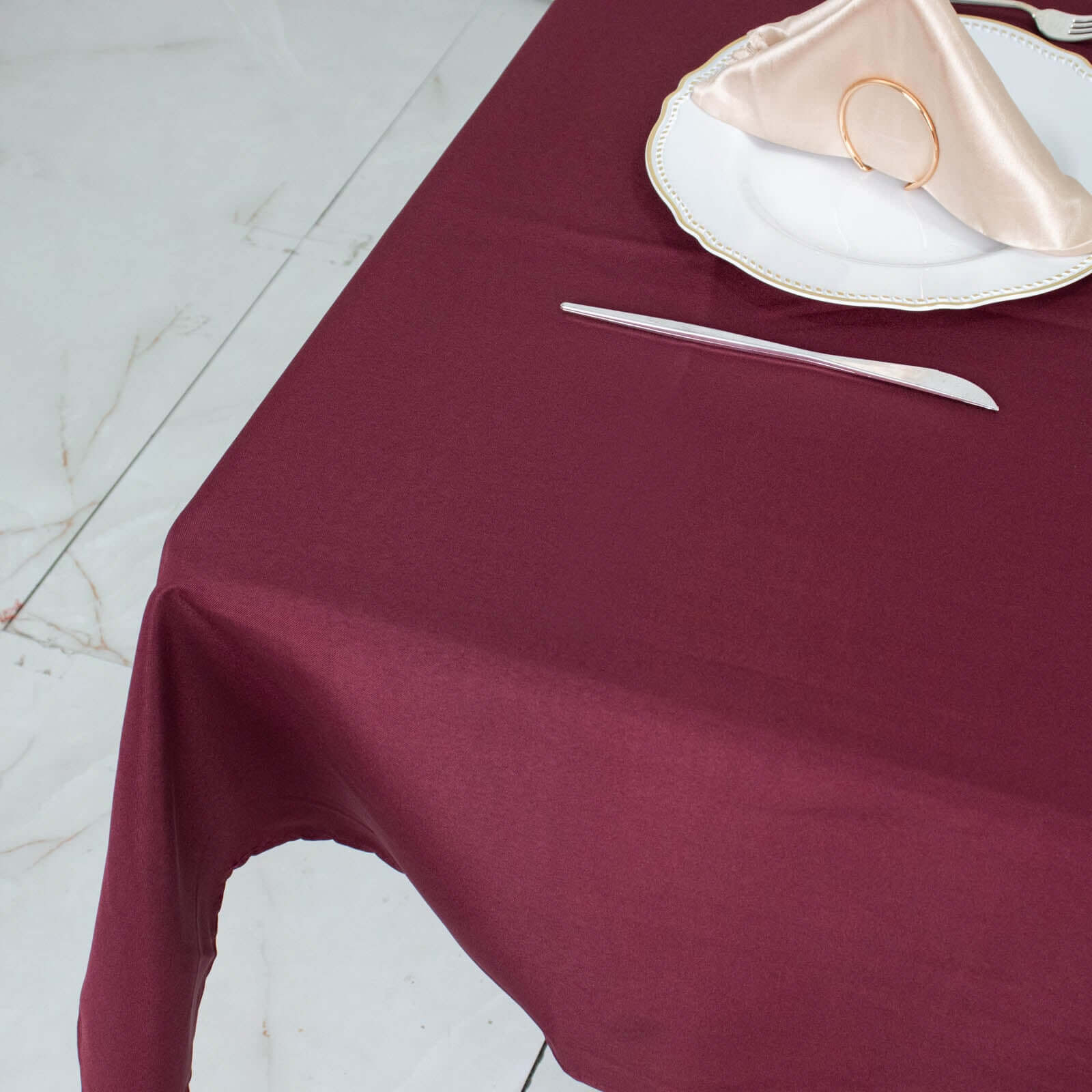 Premium Polyester 54x54 Square Tablecloth Burgundy - Stain and Wrinkle-Resistant 220GSM Table Cover