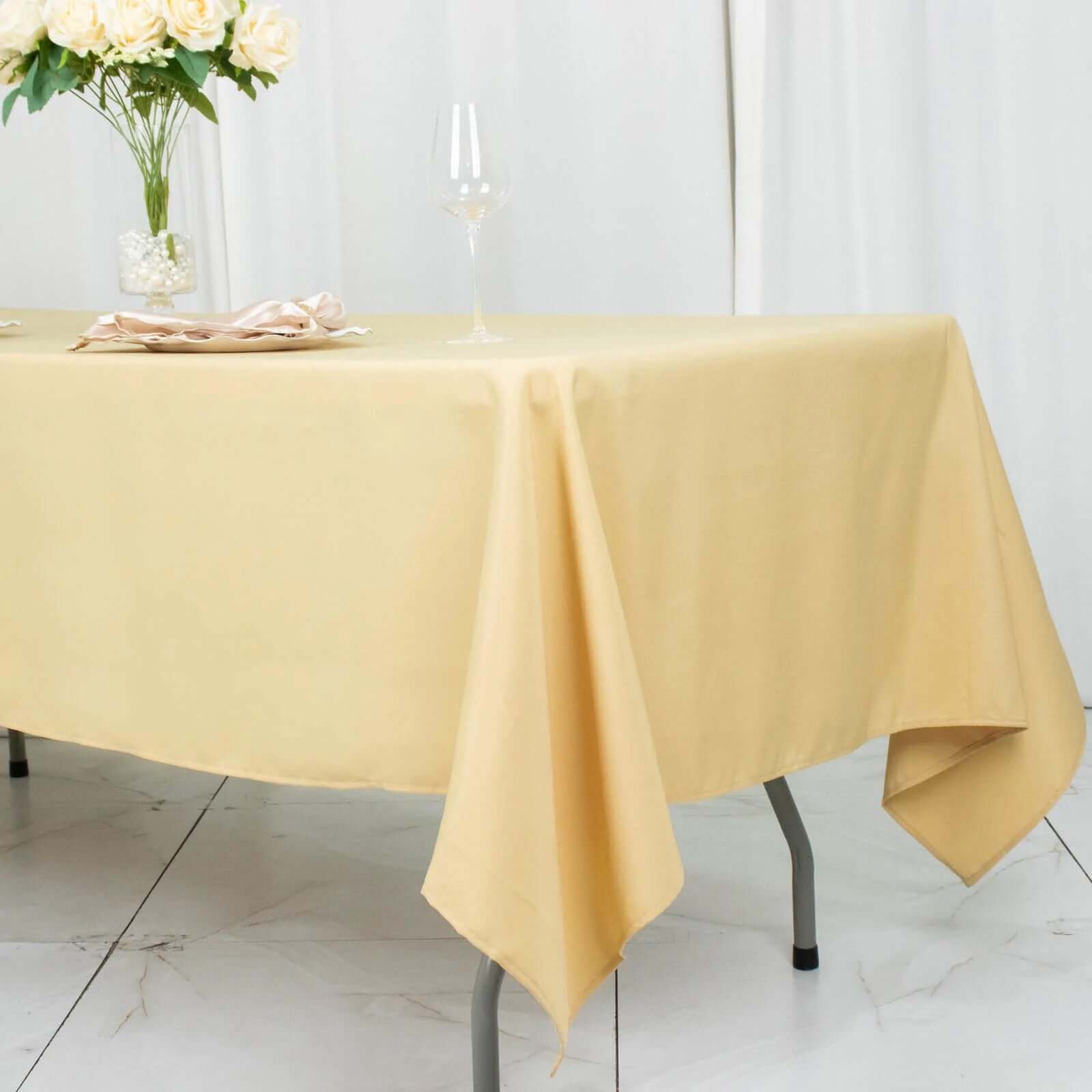 Premium Polyester 60x102 Rectangle Tablecloth Champagne - Durable 220GSM Wrinkle-Resistant Table Cover