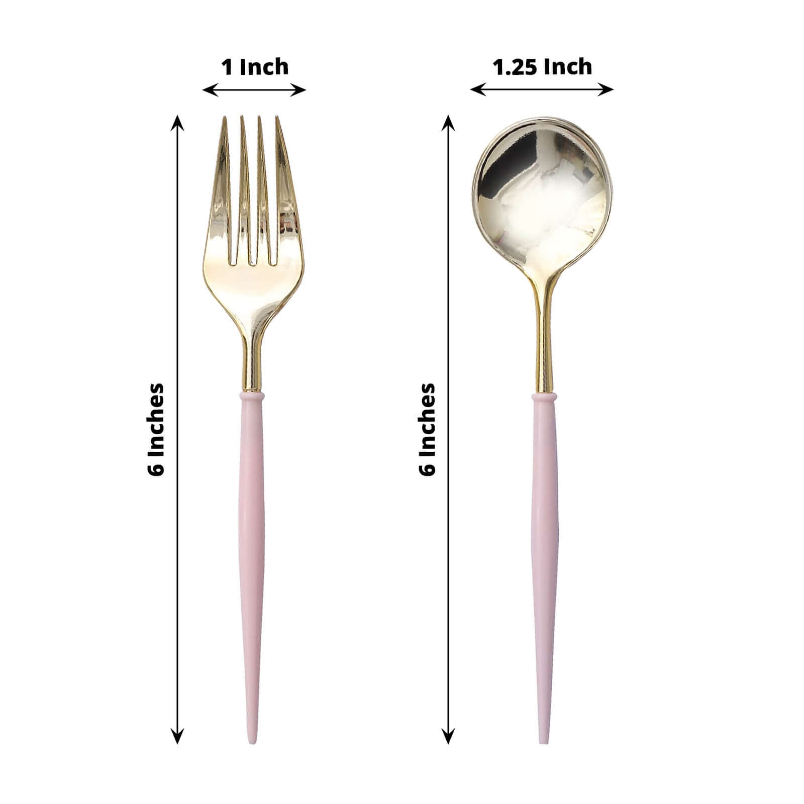 24-Pack Plastic Fork and Spoon Set Gold/Rose Gold - Heavy Duty Disposable Modern Utensils 6