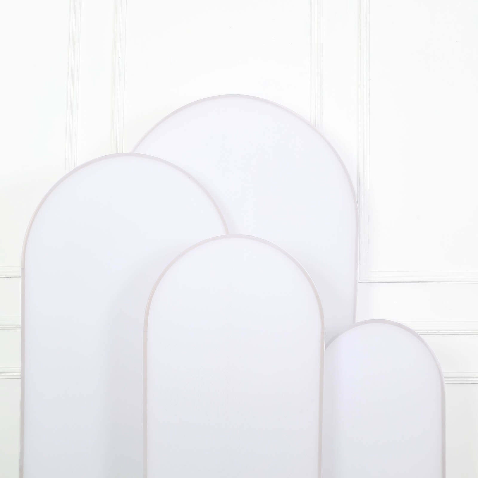 Set of 4 Matte White Spandex Fitted Wedding Arch Covers For Round Top Chiara Backdrop Stands - 4ft,5ft,6ft,7ft