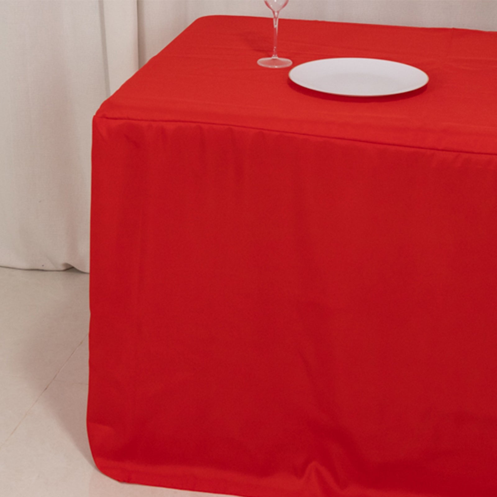 Fitted Polyester 72x30 Rectangle Tablecloth Red with Open Back Design - Easy to Maintain and Wrinkle-Resistant Table Cover