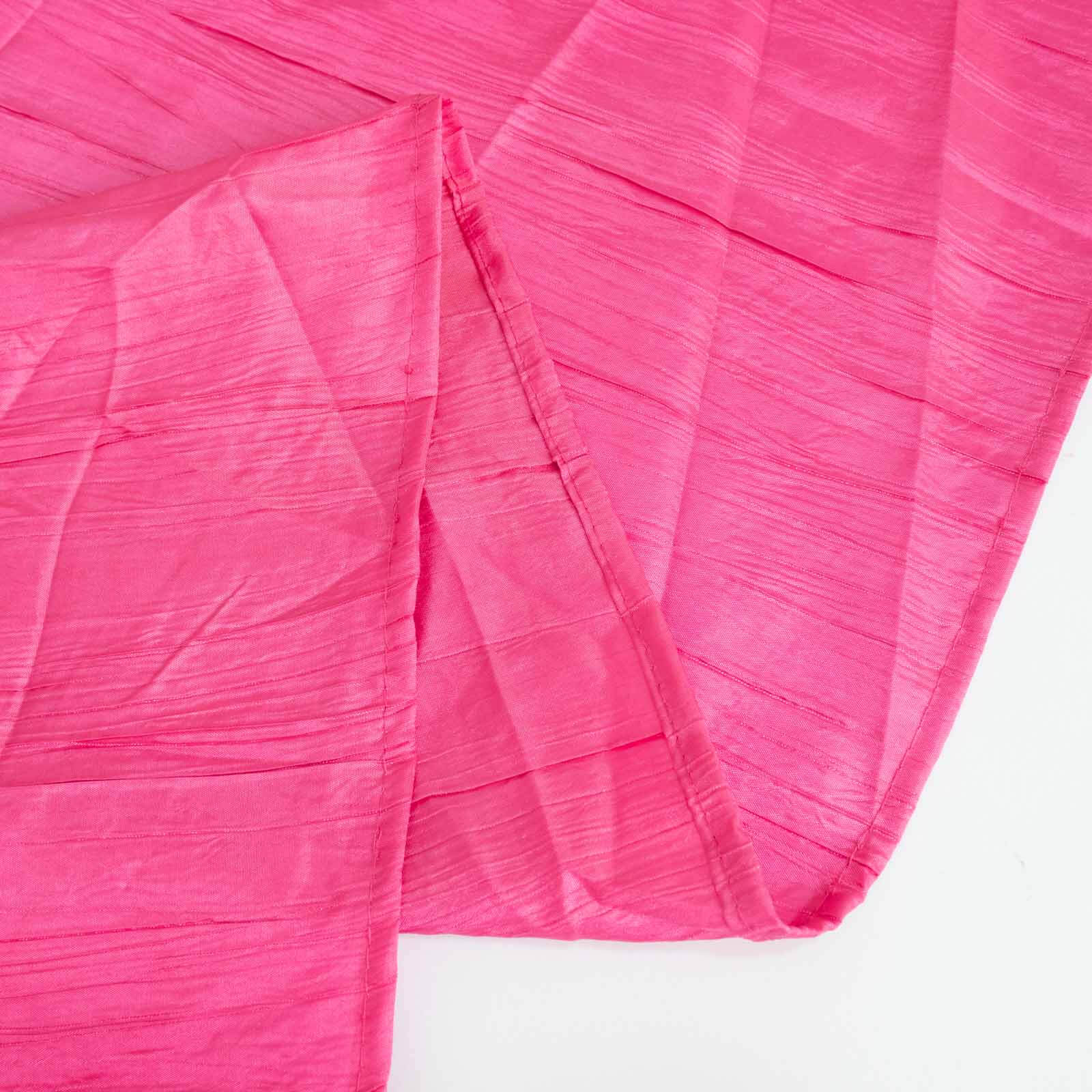 Taffeta 132 Round Tablecloth Fuchsia - Seamless Accordion Crinkle Table Cover