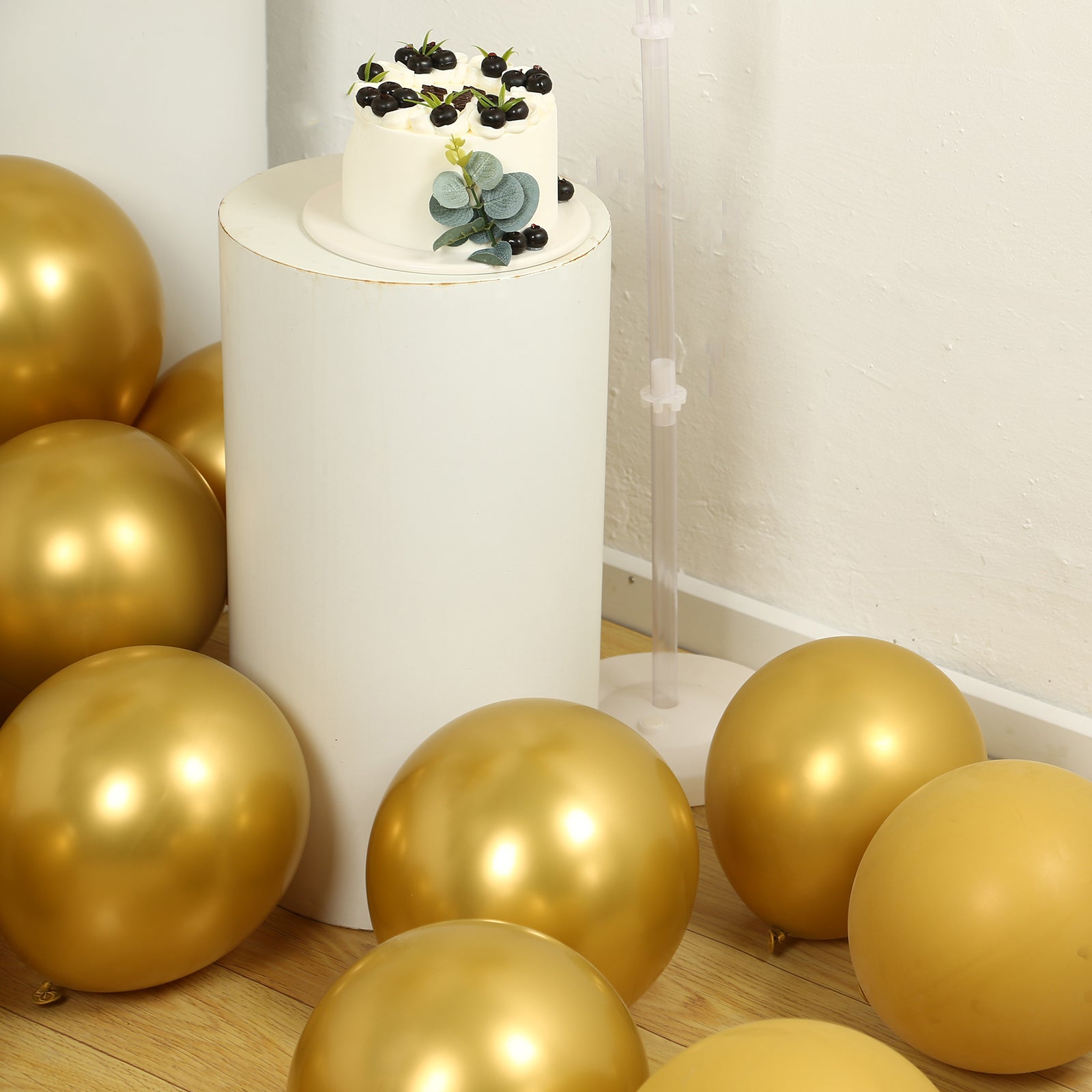 50 Pack Chrome Gold Biodegradable Latex Balloons 12, Thick Eco Friendly Metallic Party Balloons