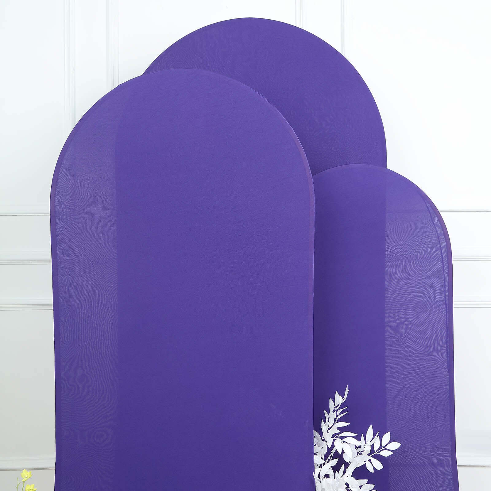 Set of 3 Matte Purple Spandex Fitted Chiara Backdrop Stand Cover For Round Top Wedding Arch - 5ft, 6ft, 7ft