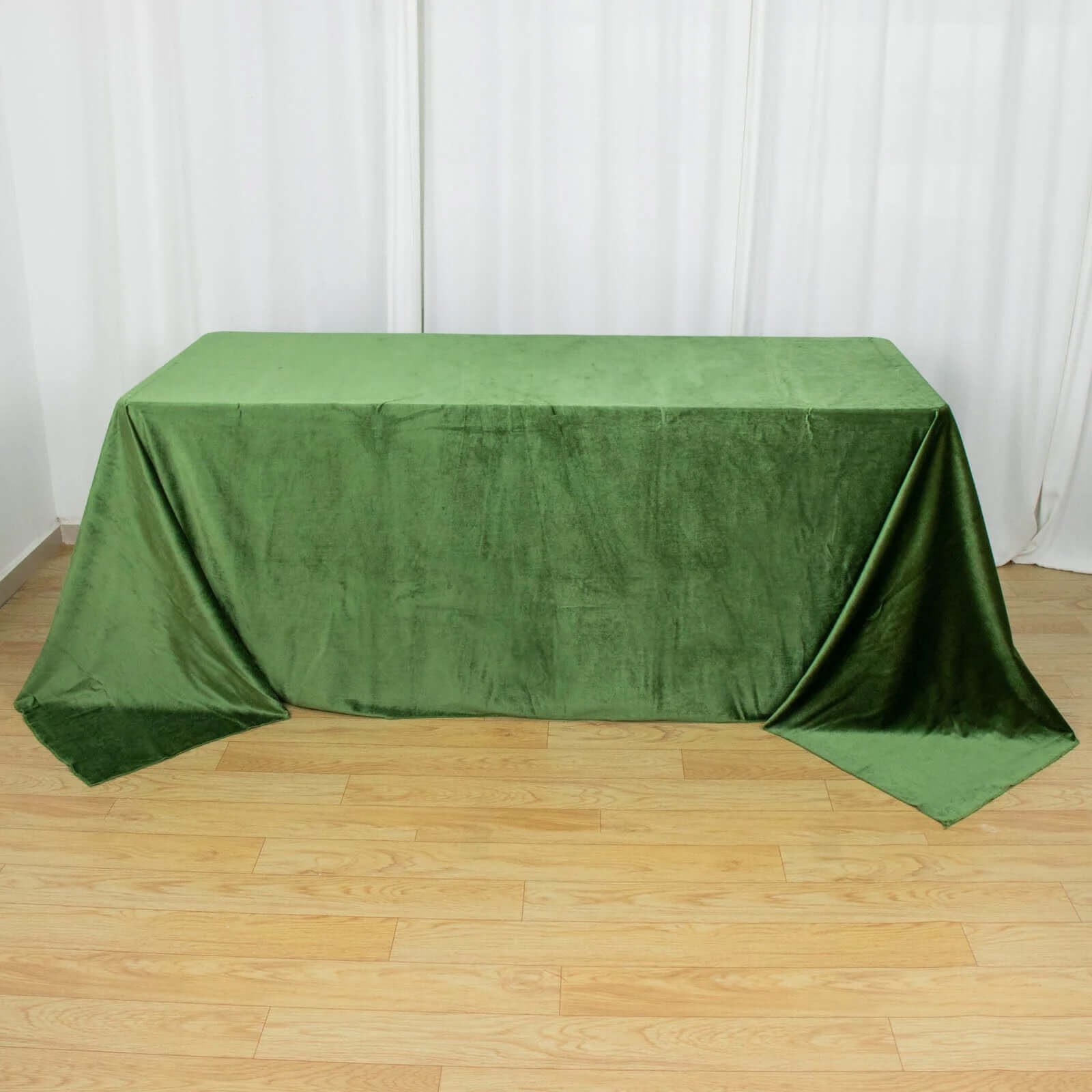 Premium Velvet 90x132 Rectangle Tablecloth Olive Green - Reusable Soft & Seamless Table Cover