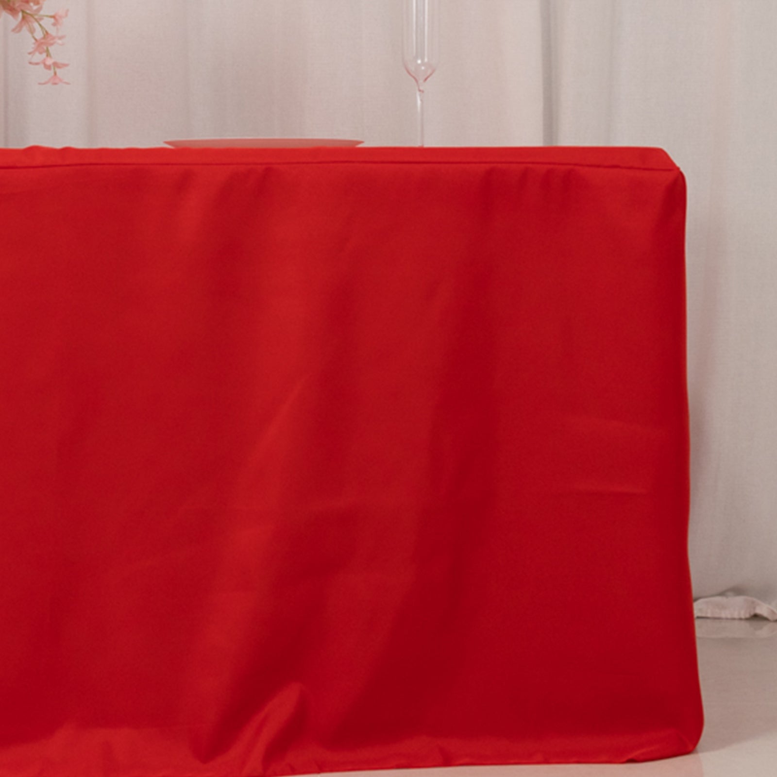 Fitted Polyester 72x30 Rectangle Tablecloth Red with Open Back Design - Easy to Maintain and Wrinkle-Resistant Table Cover