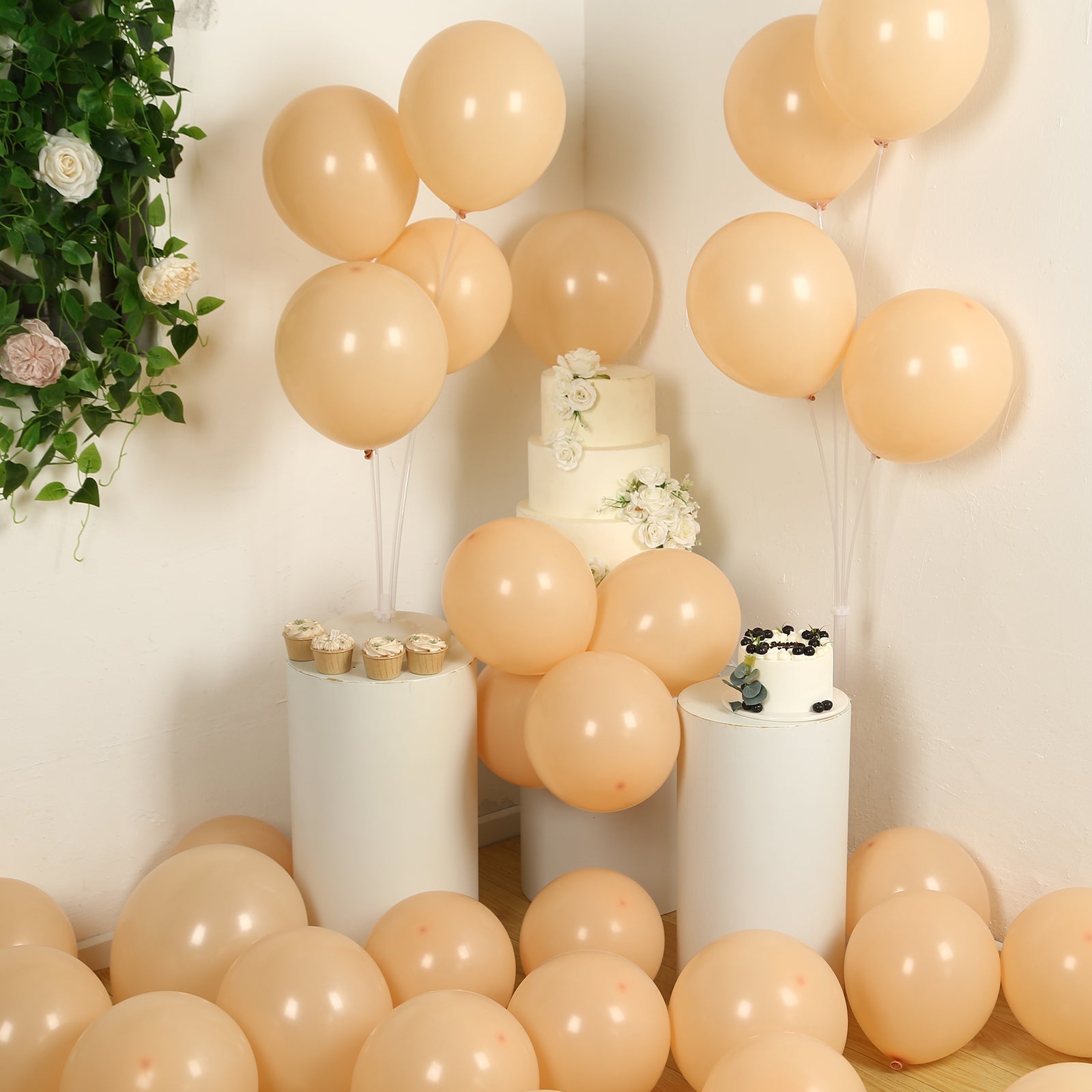 50 Pack Matte Pastel Peach Biodegradable Balloons 12, Round Eco-friendly Thick Latex Party Balloons