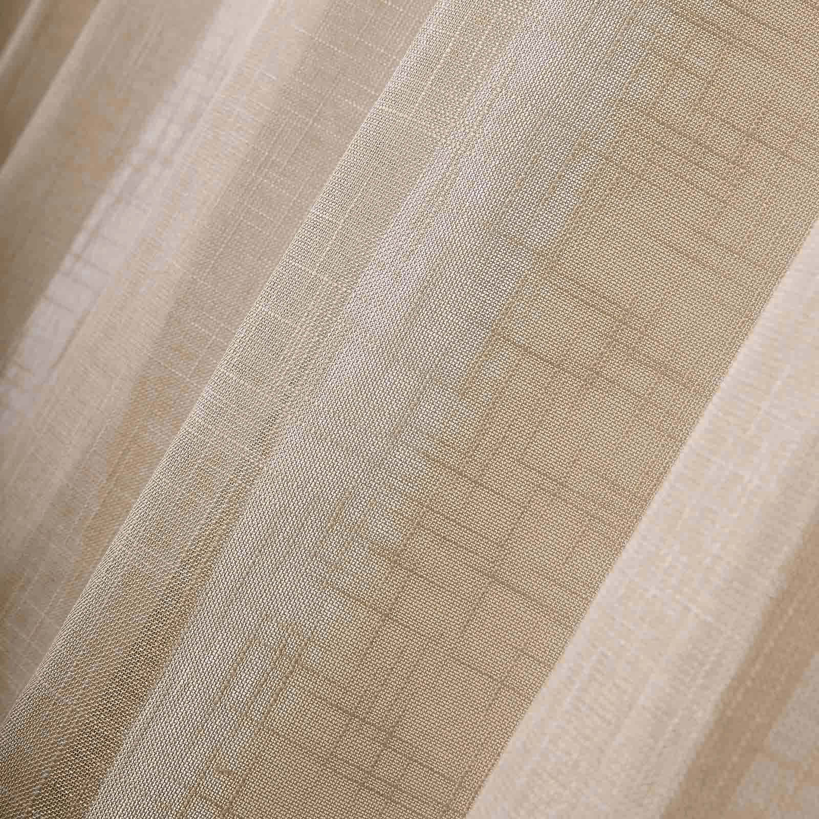 2 Pack Handmade Beige Faux Linen Curtains 52x64, Curtain Panels With Chrome Grommets