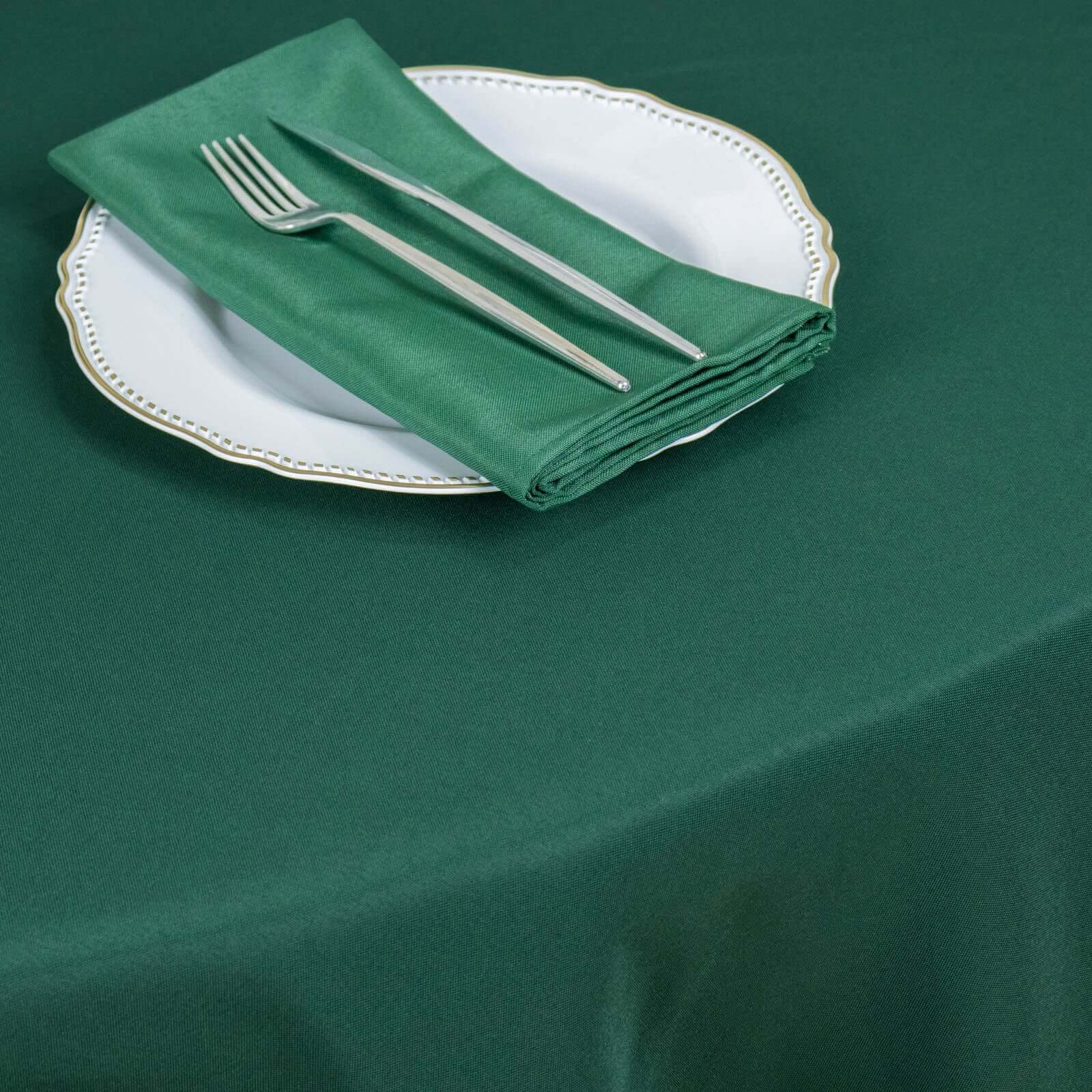 Premium Polyester 90 Round Tablecloth Hunter Emerald Green - Stain and Wrinkle-Resistant Design with 220GSM Thickness Table Cover
