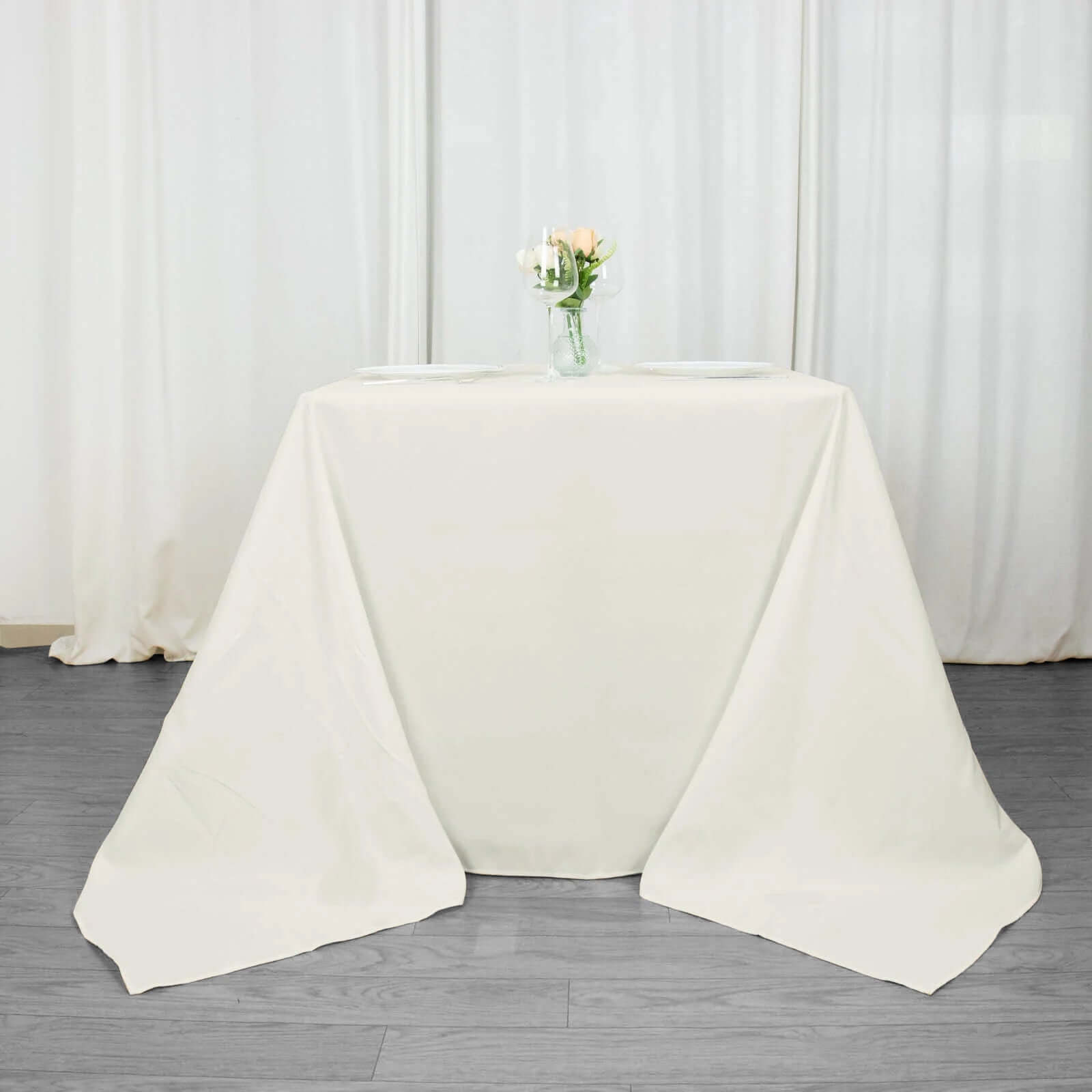 Premium Polyester Square Tablecloth 90x90 Ivory 220GSM Wrinkle-Resistant Table Cover
