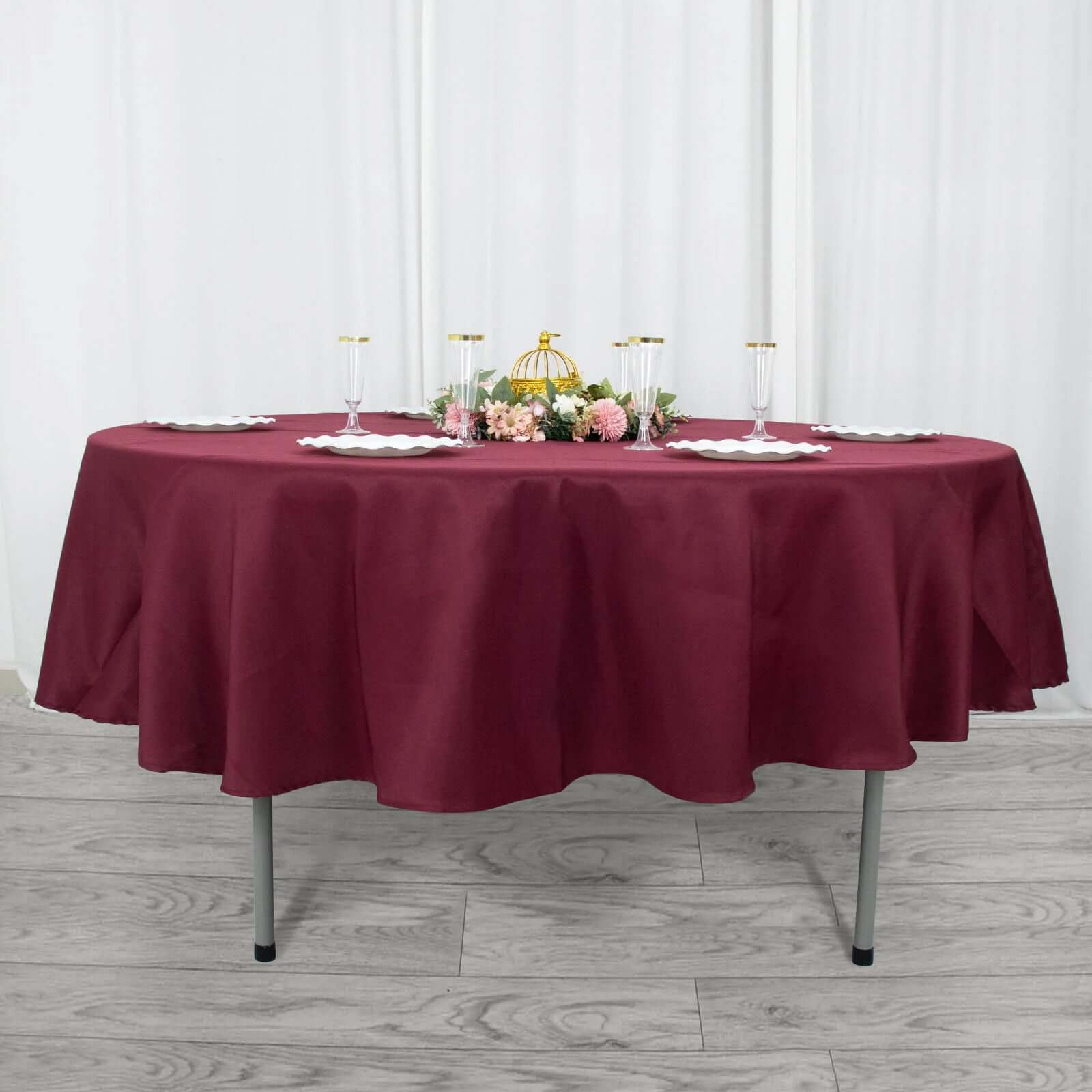 Premium Polyester 90 Round Tablecloth Burgundy - Stain and Wrinkle-Resistant Design with 220GSM Thickness Table Cover