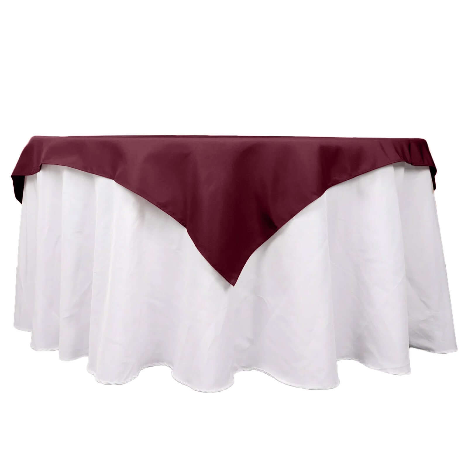 Premium Polyester 54x54 Table Overlay Square Tablecloth Burgundy - Stain and Wrinkle-Resistant 220GSM Table Topper