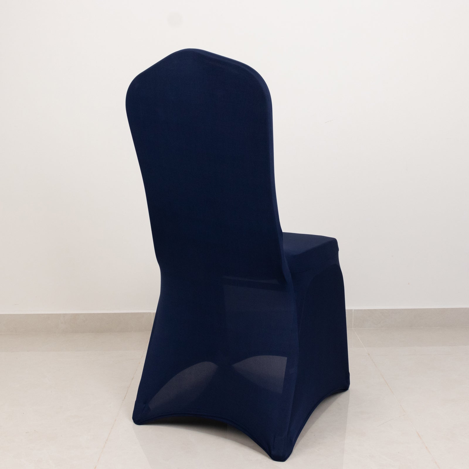 Premium Spandex Chair Cover with Foot Pockets for Banquet Chairs Navy Blue - Stretch 220GSM Fitted Slipcover