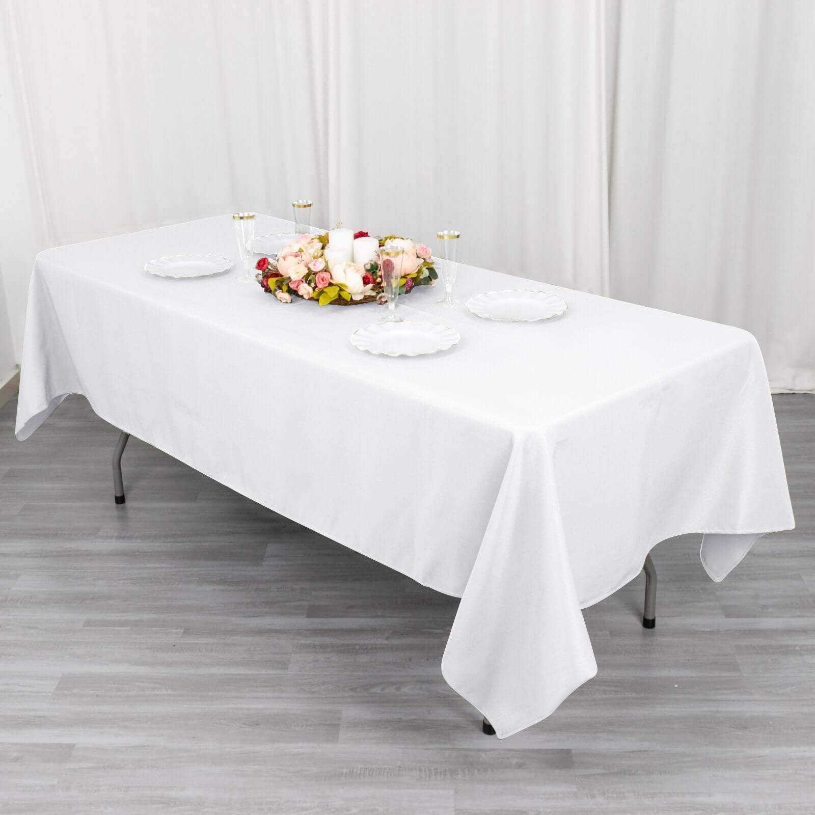 Cotton Blend 60x102 Rectangle Tablecloth White - Wrinkle-Resistant Table Cover