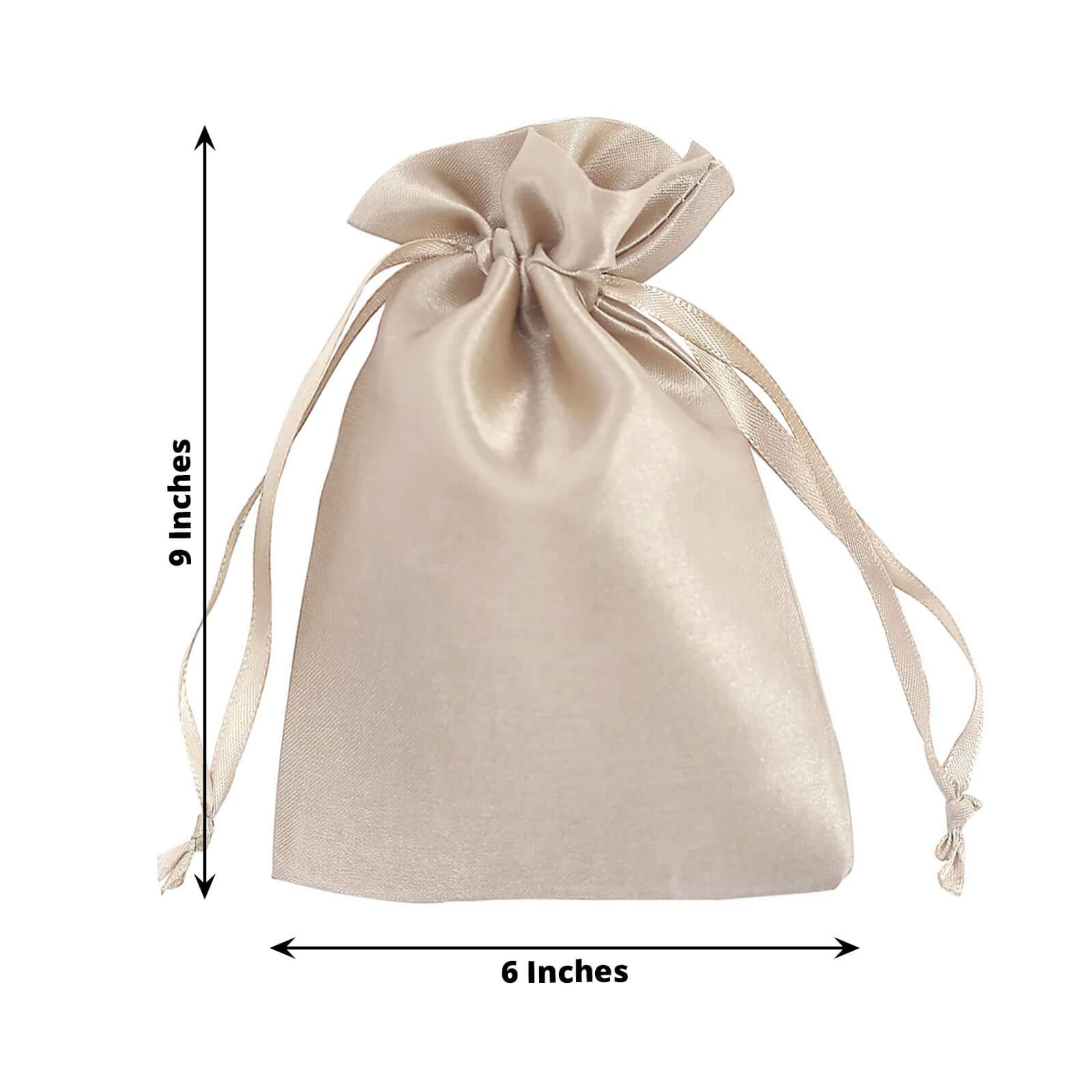 12 Pack 6x9 Beige Satin Drawstring Wedding Party Favor Gift Bags