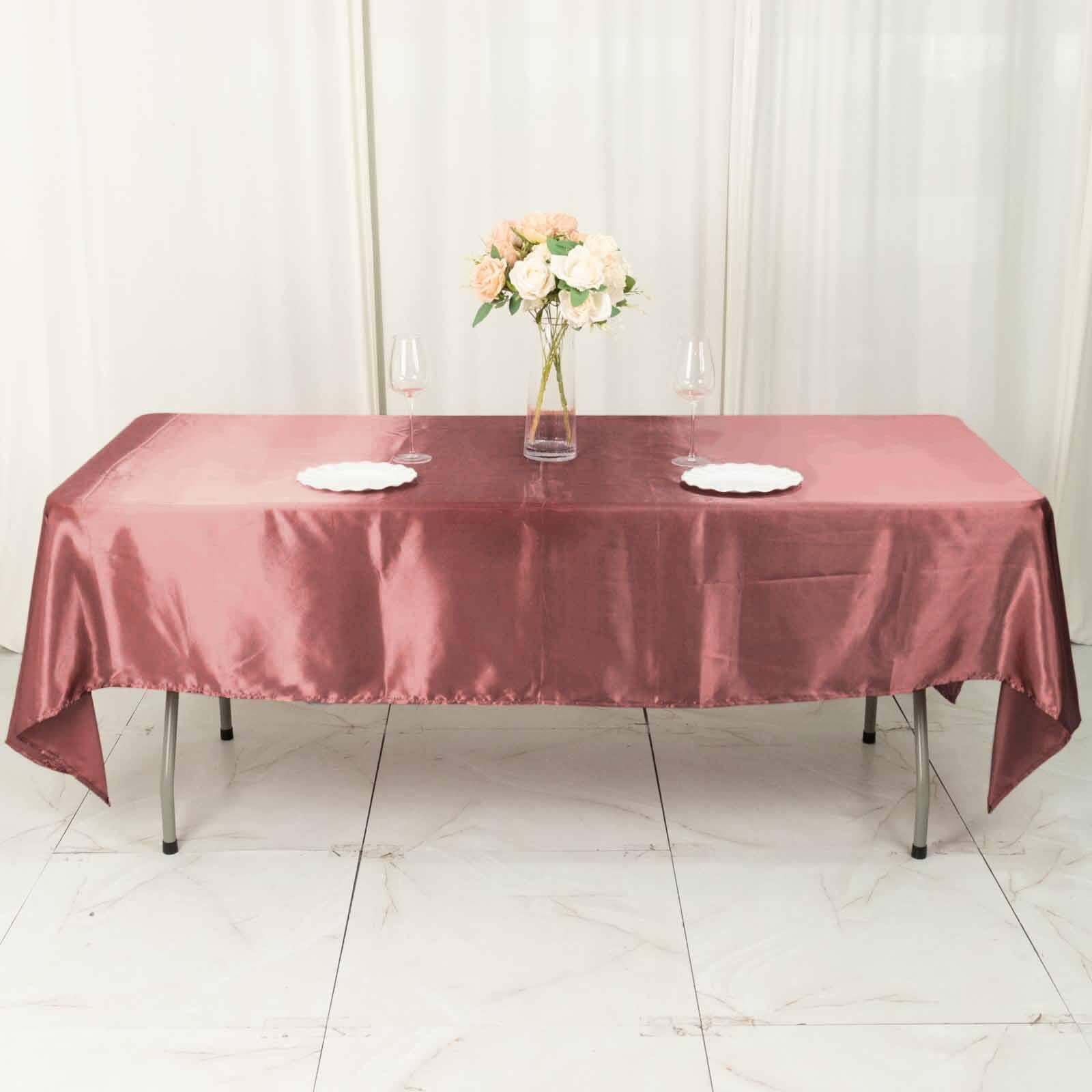 Satin Rectangular 60x102 Tablecloth Cinnamon Rose - Smooth and Lustrous Table Cover