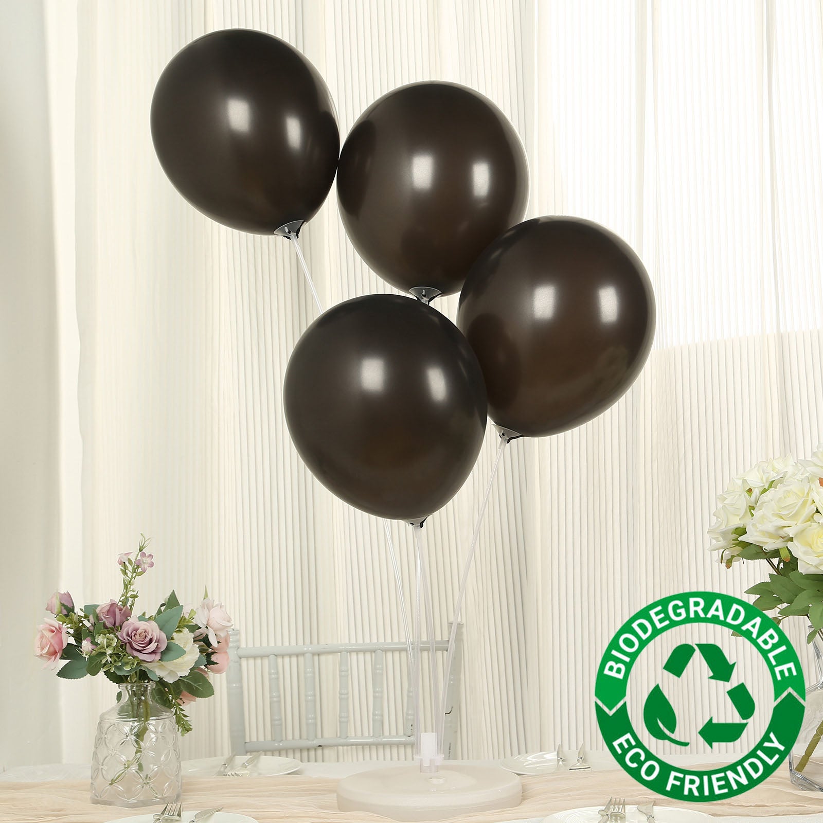 50 Pack Black Biodegradable Balloons, 12 Thickened Extra Strong Eco-friendly Latex Helium Party Balloons