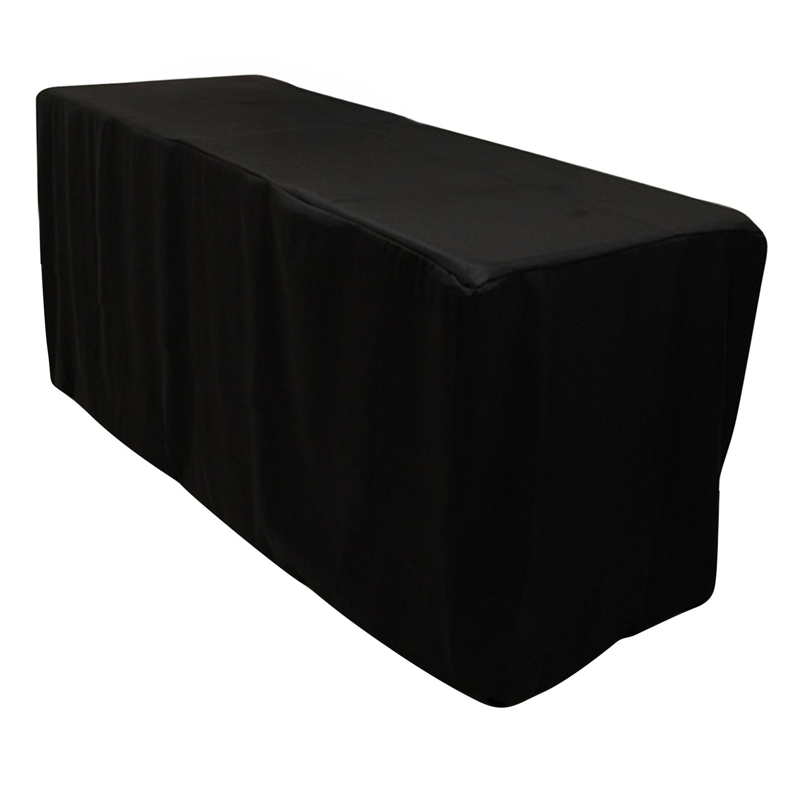 Fitted Polyester 96x24x42 Rectangle Tablecloth Black - Durable Fit for Elevated Tables