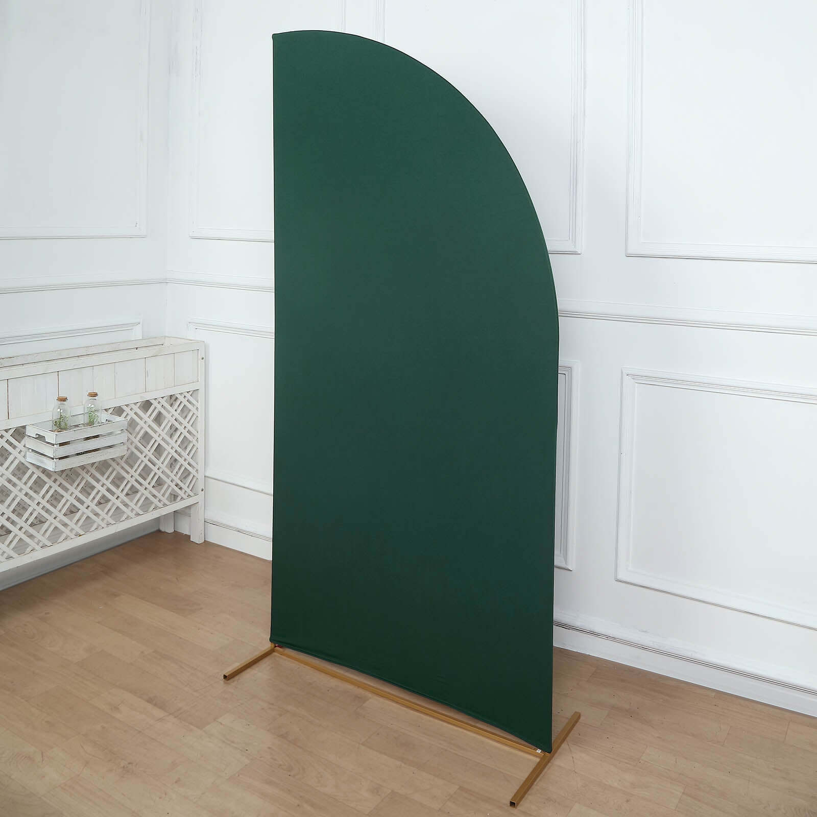 7ft Matte Hunter Emerald Green Spandex Half Moon Chiara Backdrop Stand Cover, Custom Fitted Wedding Arch Cover