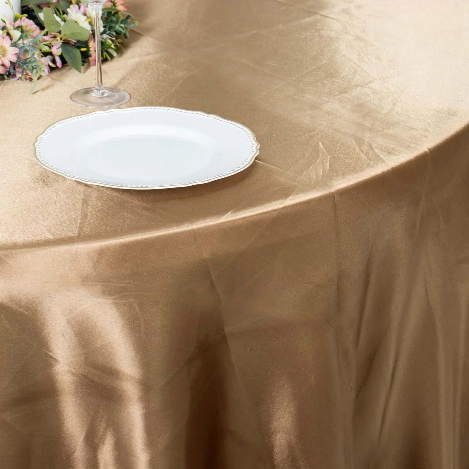 Satin 120 Round Tablecloth Taupe - Stylish Seamless Table Cover