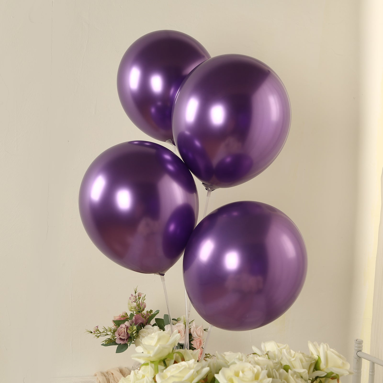 50 Pack Chrome Purple Biodegradable Latex Balloons 12, Thick Eco Friendly Metallic Party Balloons