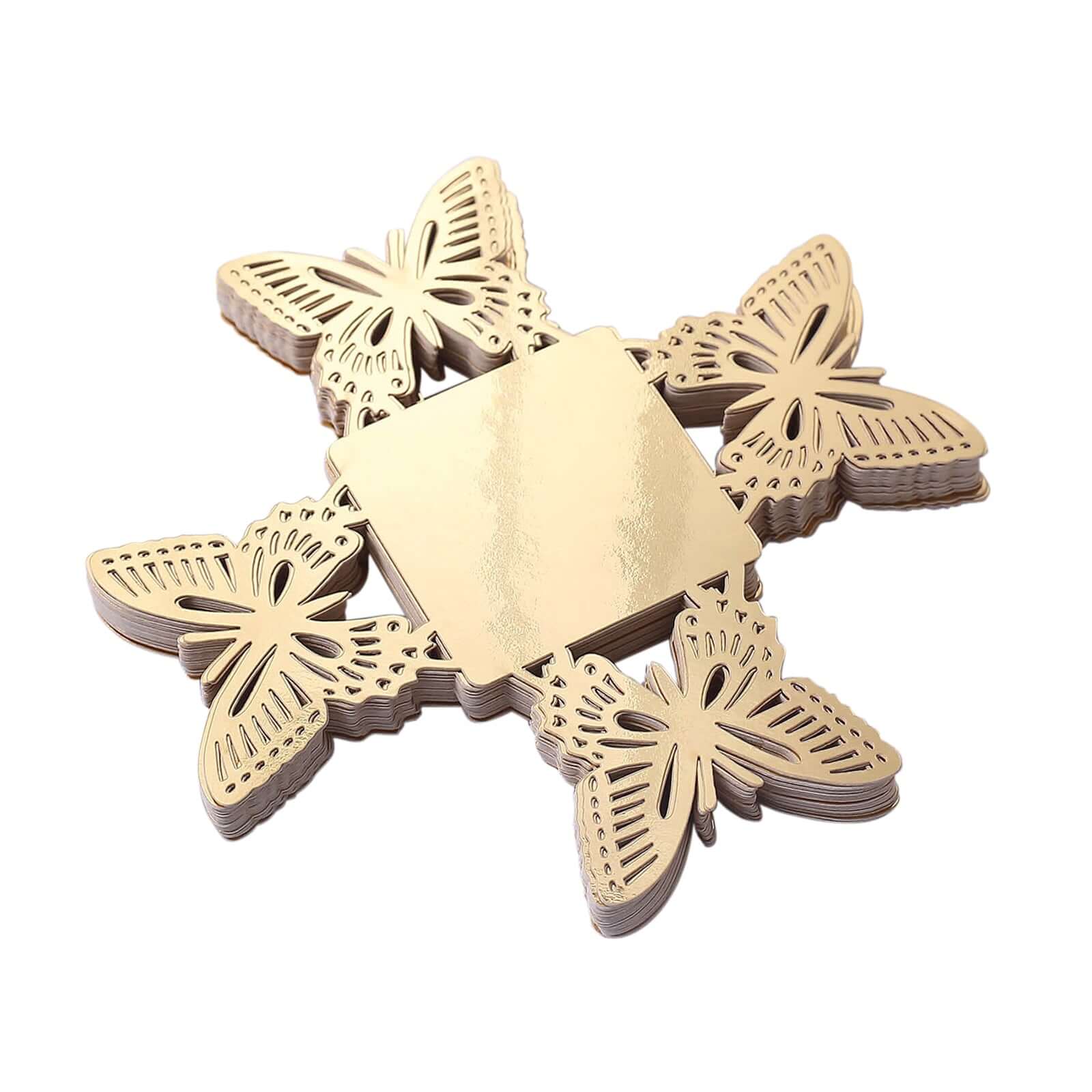 50-Pack Mini Paper Truffle Cup Liners Butterfly Square Design Metallic Gold - 225GSM Cupcake Tray Wrappers 4