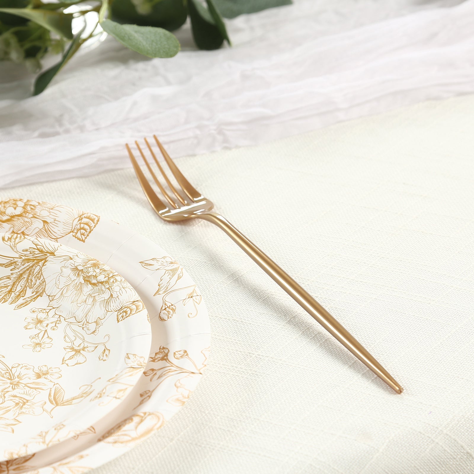 50-Pack Plastic Forks Gold - Premium Disposable Heavy Duty Sleek Dinner Flatware