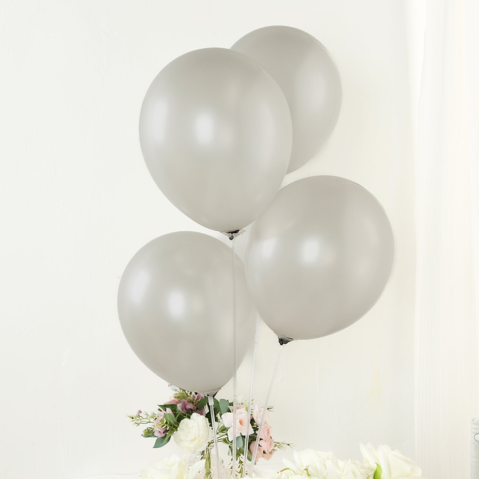 50 Pack Silver Biodegradable Balloons, 12 Thickened Extra Strong Eco-friendly Latex Helium Party Balloons