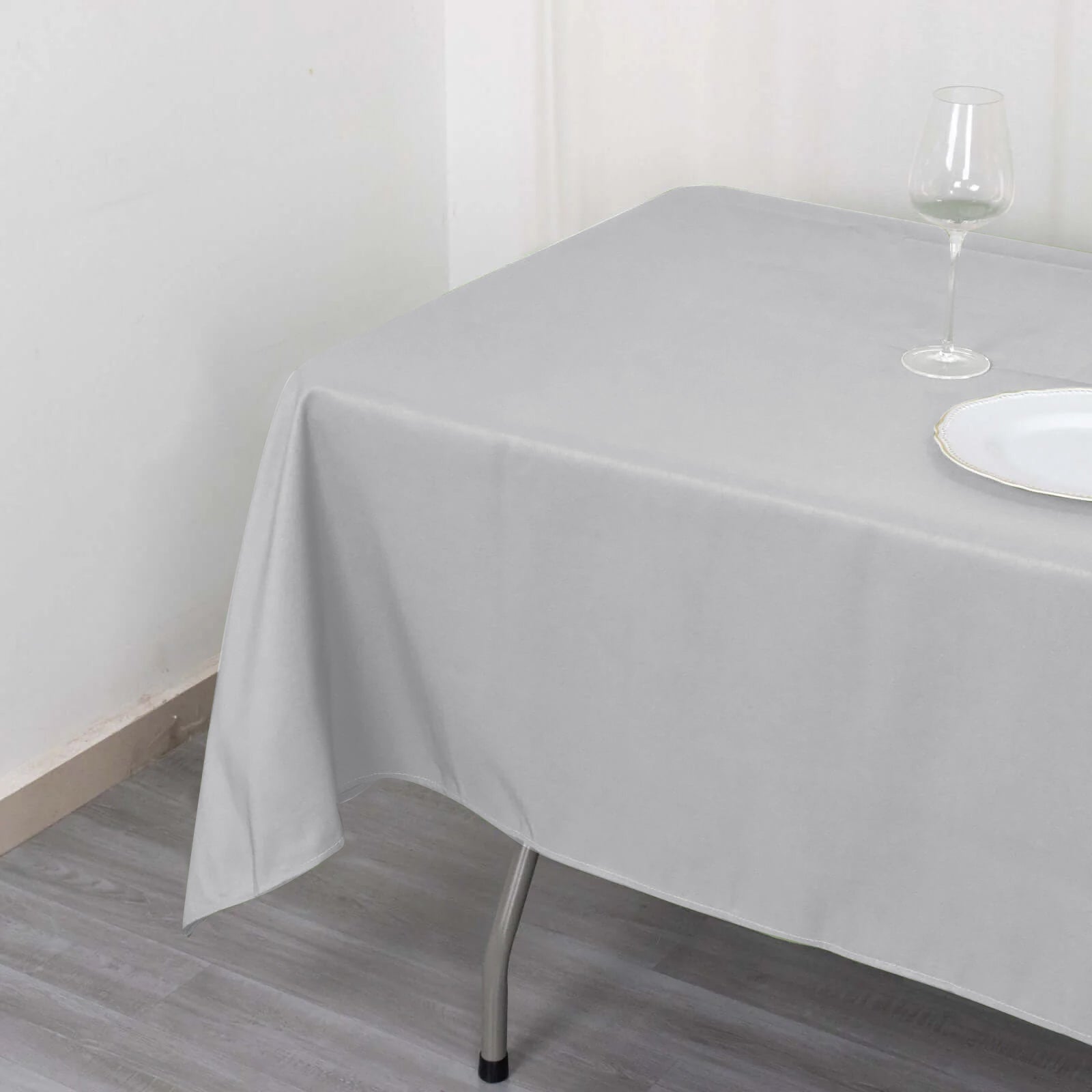 Premium Polyester 60x102 Rectangle Tablecloth Silver - Durable 220GSM Wrinkle-Resistant Table Cover