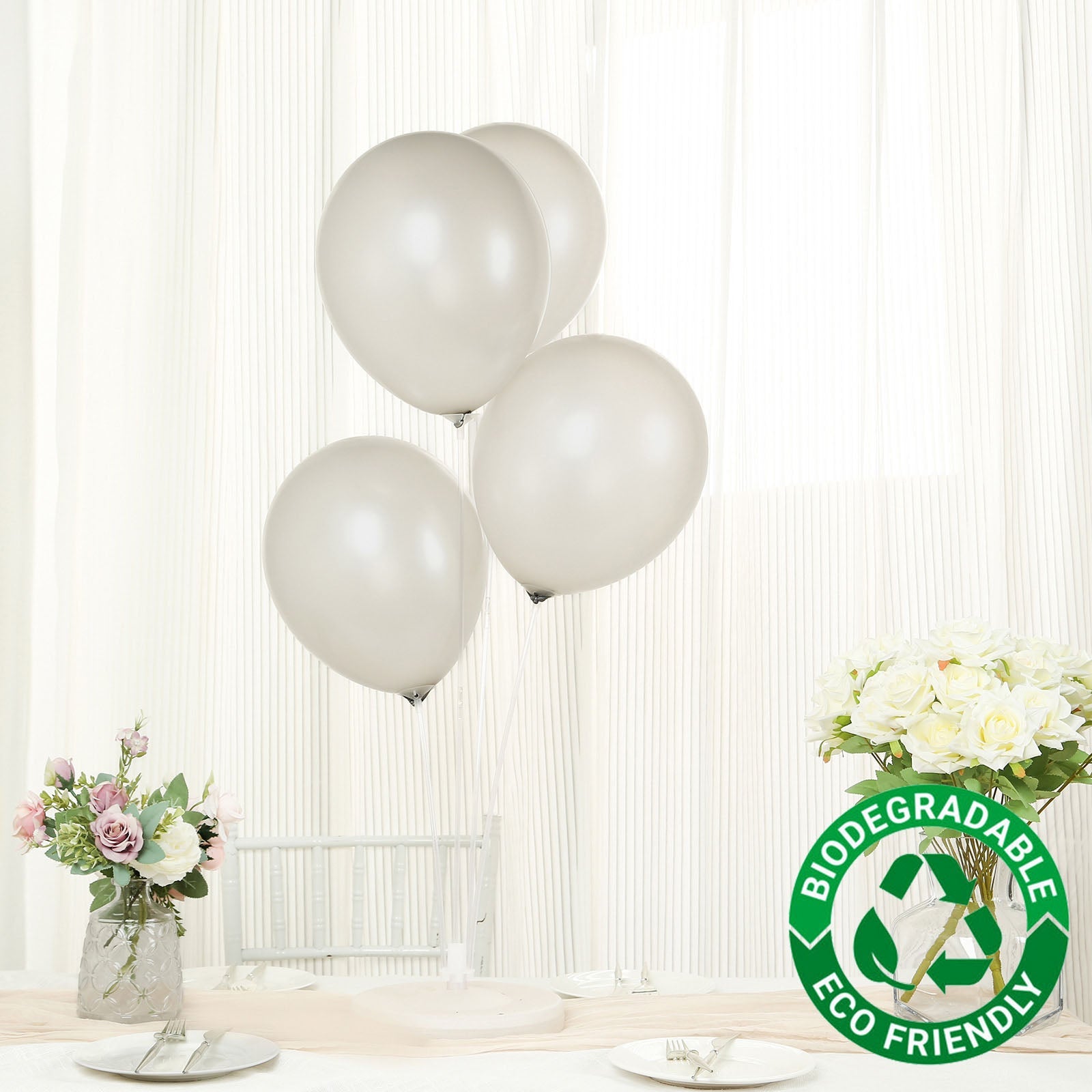 50 Pack Silver Biodegradable Balloons, 12 Thickened Extra Strong Eco-friendly Latex Helium Party Balloons