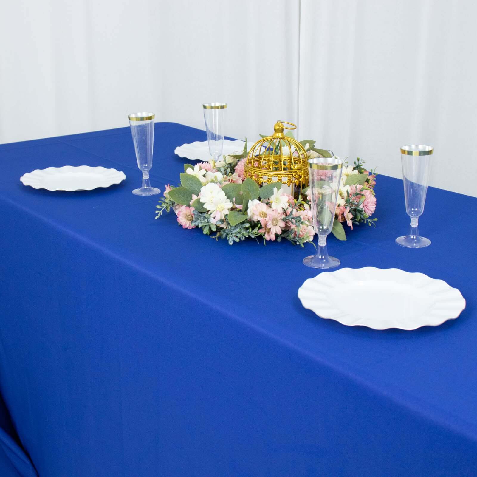 Premium Polyester 90x132 Rectangle Tablecloth Royal Blue - Seamless 220GSM Stain-Resistant Table Cover