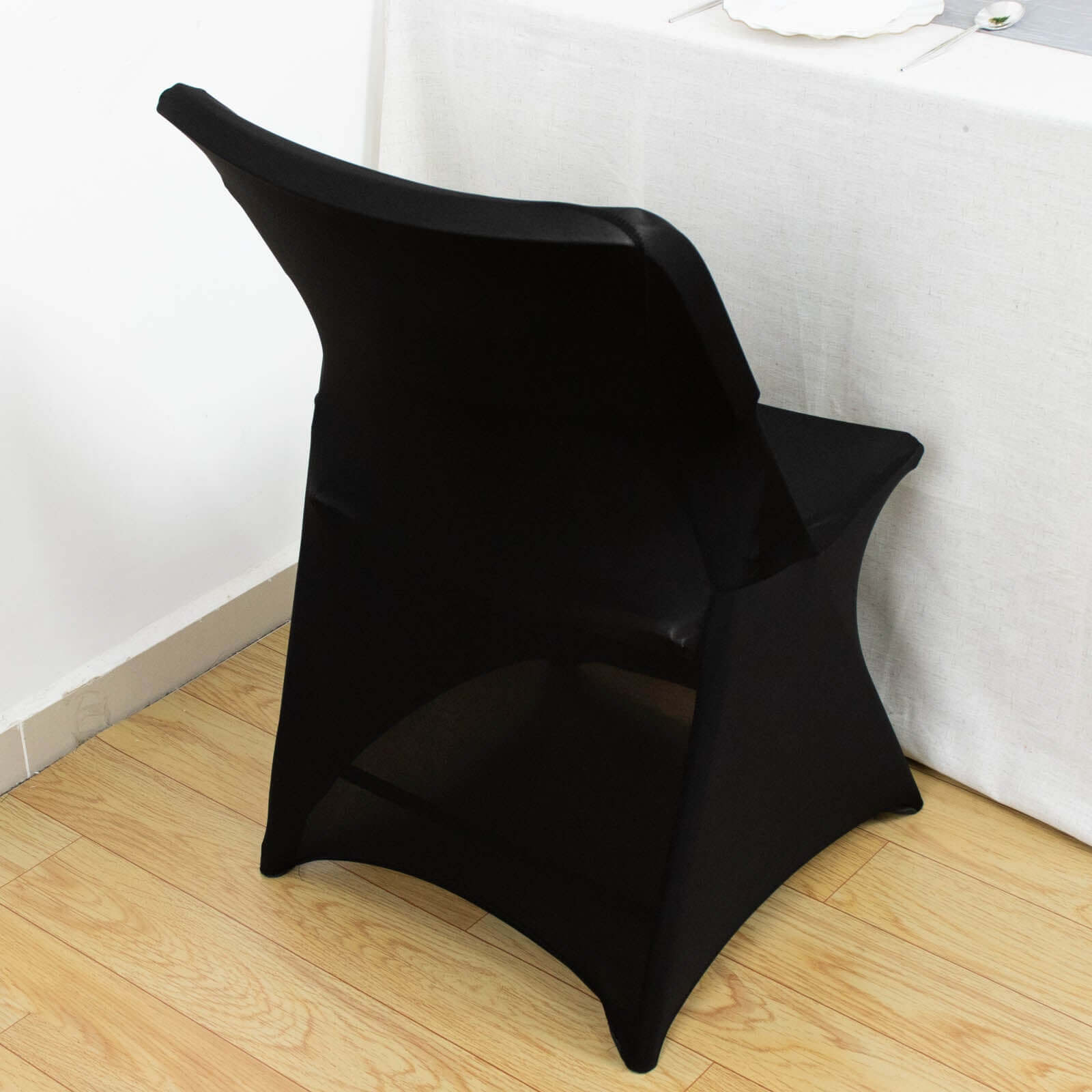 Stretch Spandex Chair Cover Black for Lifetime Folding Chairs - Wrinkle Resistant Snug Fit Slipcover with Foot Pockets