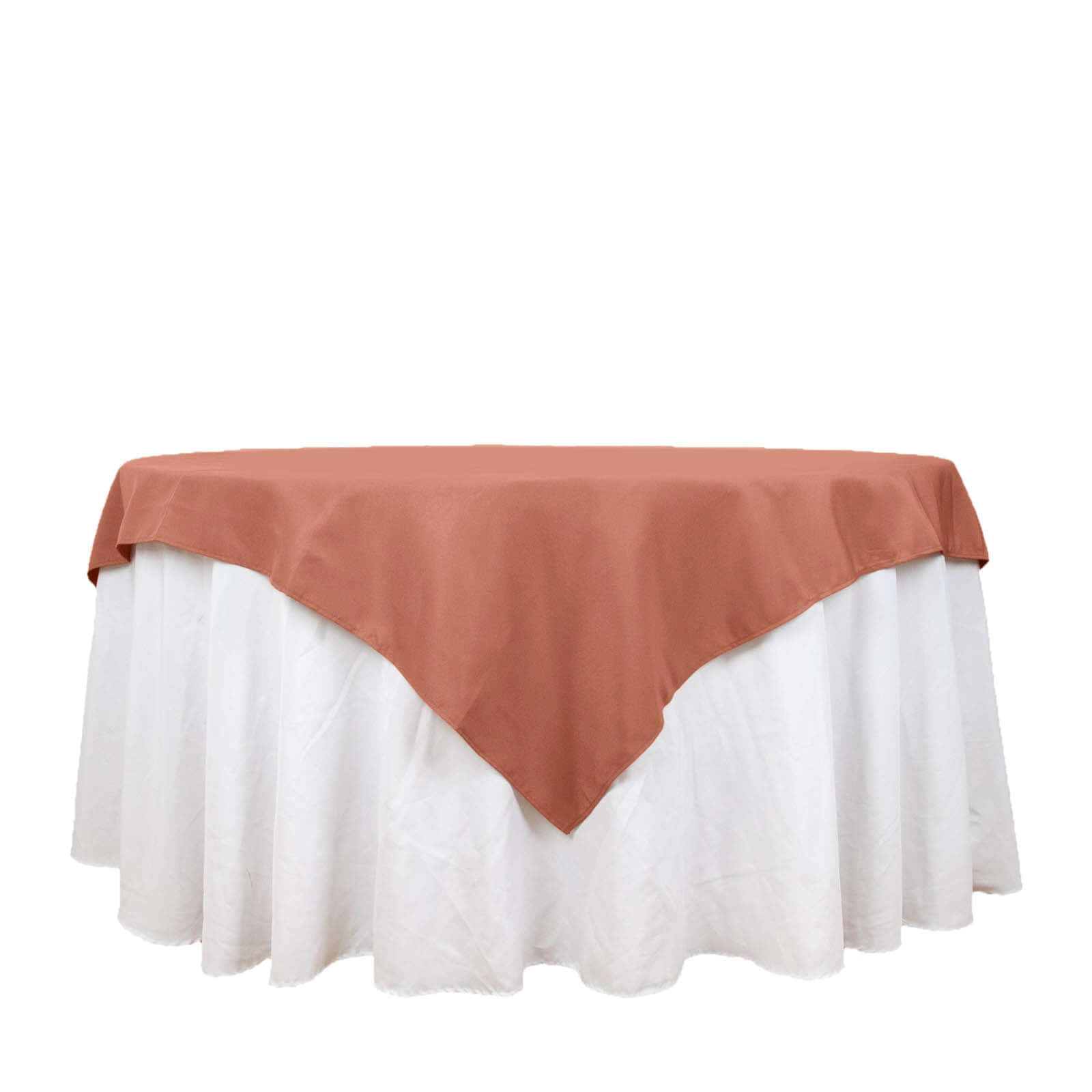 Premium Polyester 70x70 Table Overlay Square Tablecloth Terracotta (Rust) 220GSM Wrinkle-Resistant Table Cover