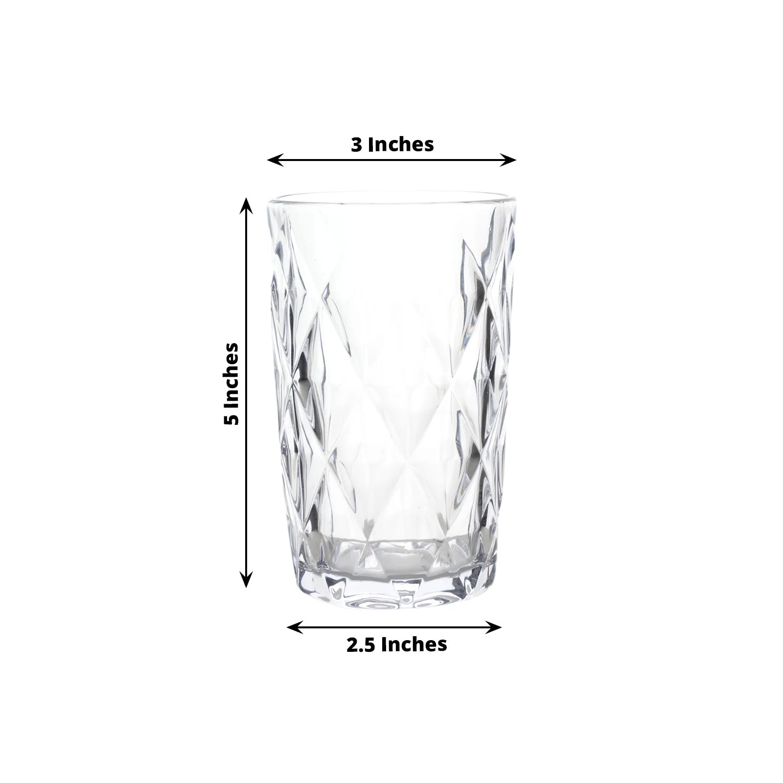 6-Pack Whiskey Glasses Clear Textured Crystal Cut Design with Heavy Base - Highball Tumblers for Parties & Events 12oz 5