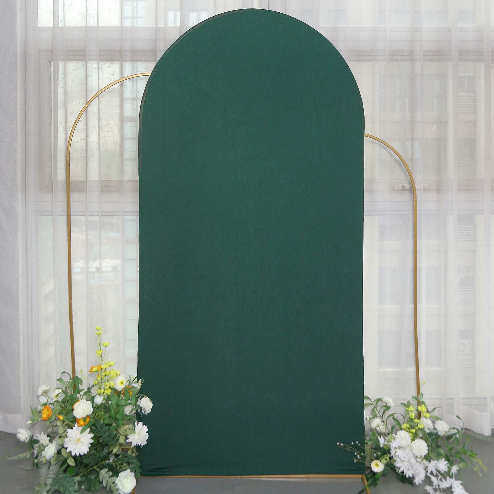 7ft Matte Hunter Emerald Green Spandex Fitted Chiara Backdrop Stand Cover For Round Top Wedding Arch