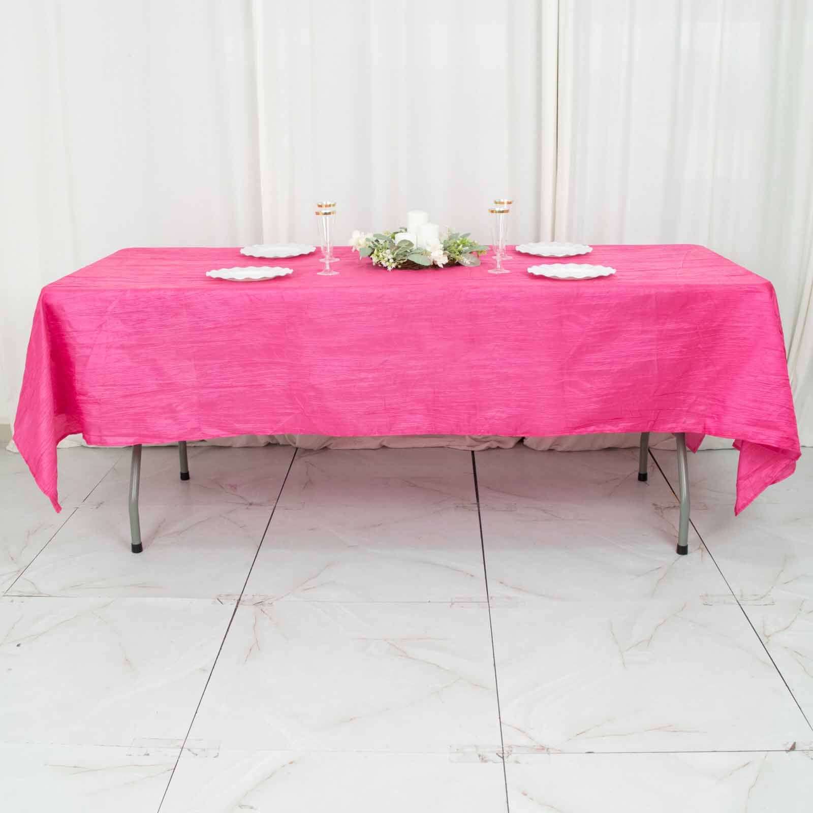Taffeta 60x102 Rectangle Tablecloth Fuchsia - Accordion Crinkle Table Cover