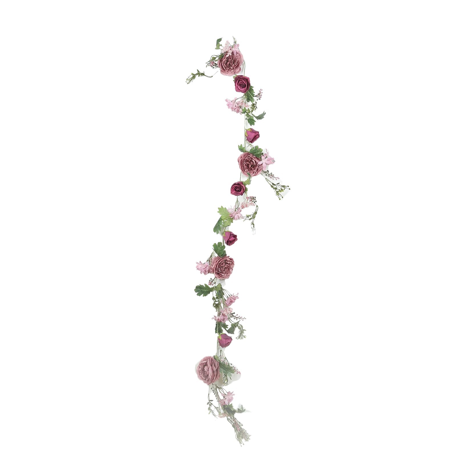 6ft Dusty Rose Silk Rose Peony Flower Garland, Mixed Floral Greenery Garland Artificial Hanging Vine