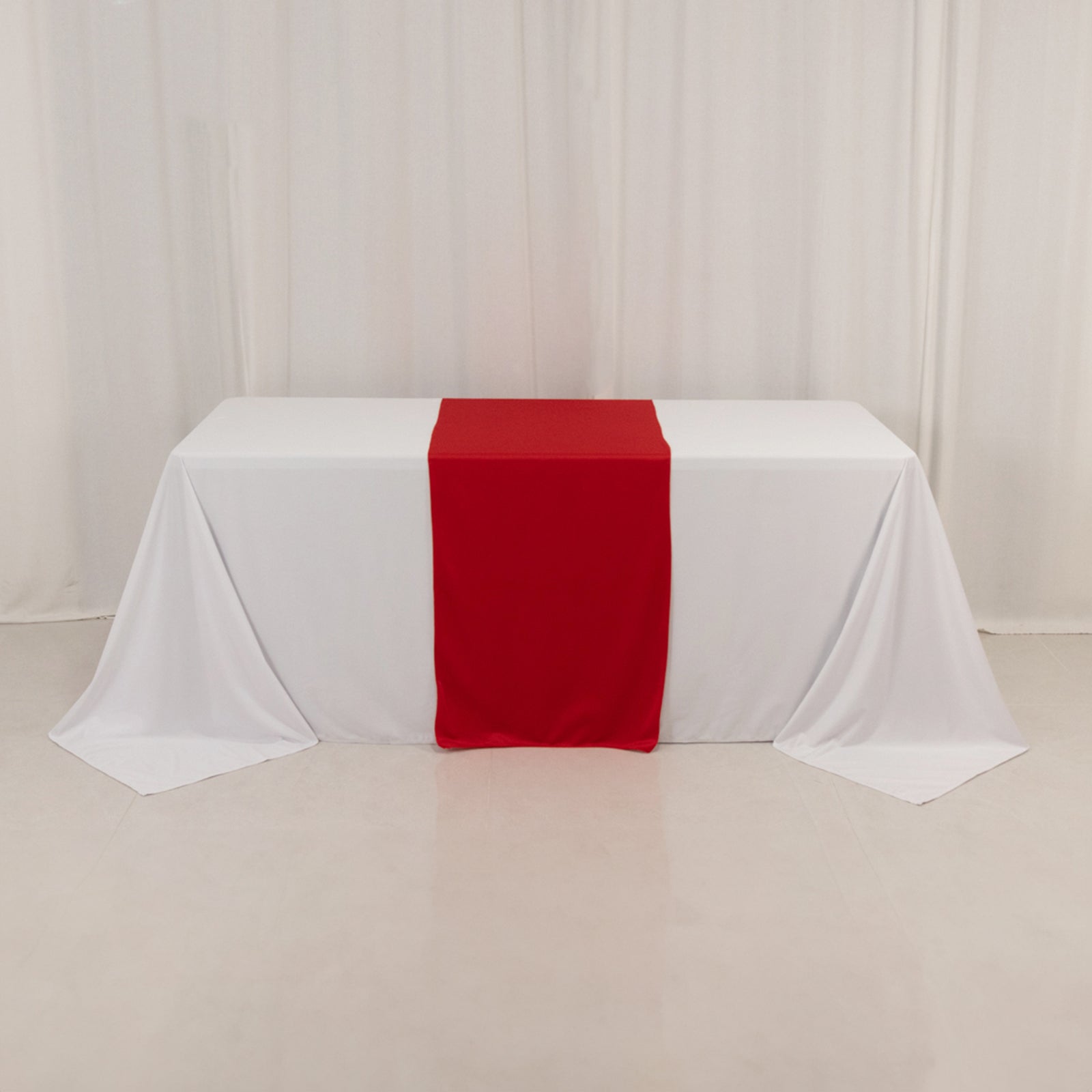 Wide Polyester 24x72 Table Runner Red - Durable Trade Show Table Linen