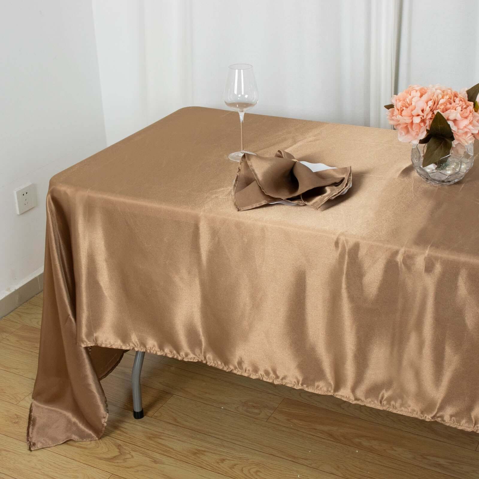 Satin Rectangular 60x126 Tablecloth Taupe - Smooth and Lustrous Table Cover