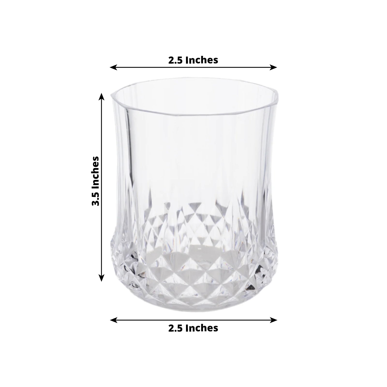 6-Pack Plastic Whiskey Cups Clear Crystal Cut Style - Reusable Stemless Wine Glasses 8oz