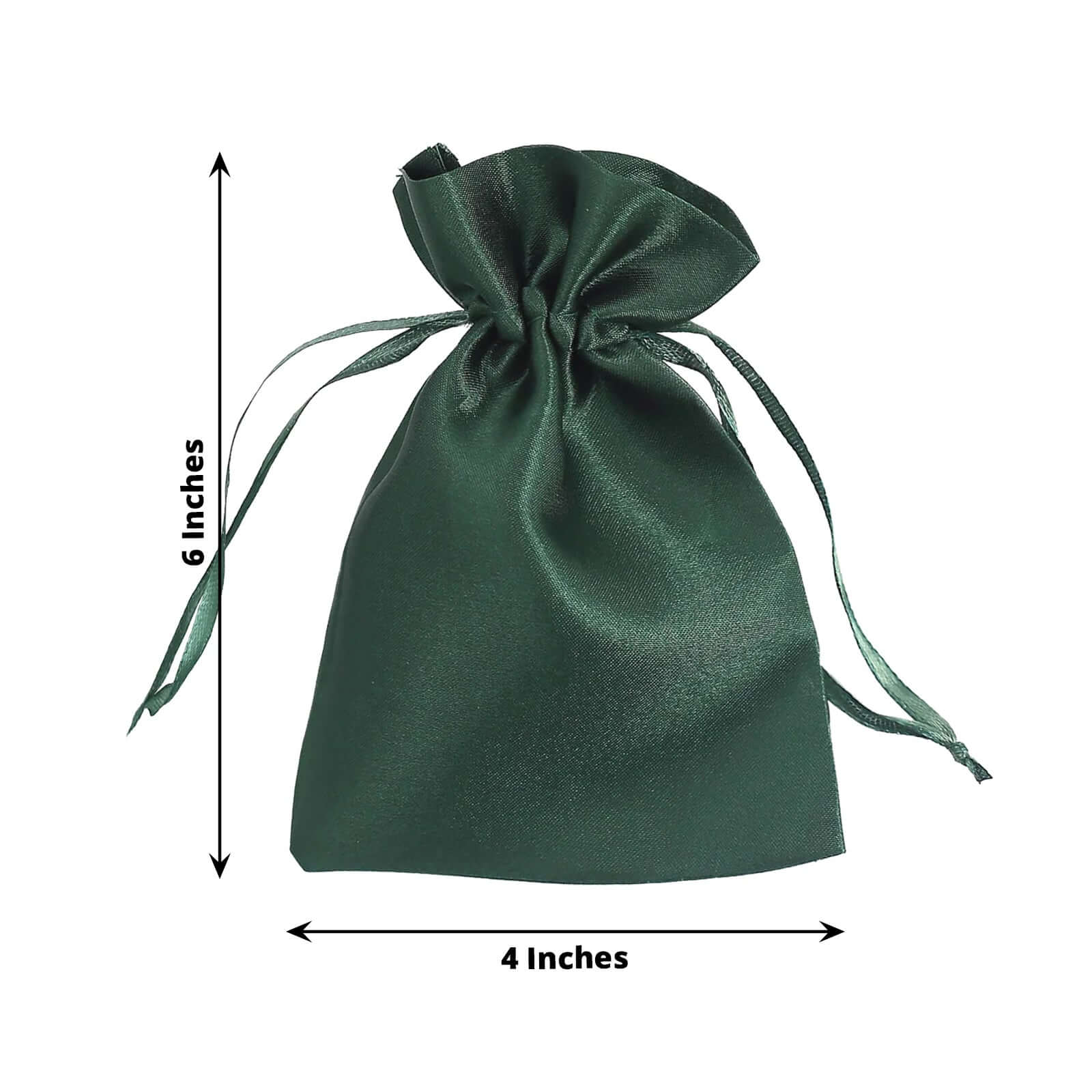 12 Pack 4x6 Hunter Emerald Green Satin Wedding Party Favor Bags, Drawstring Pouch Gift Bags