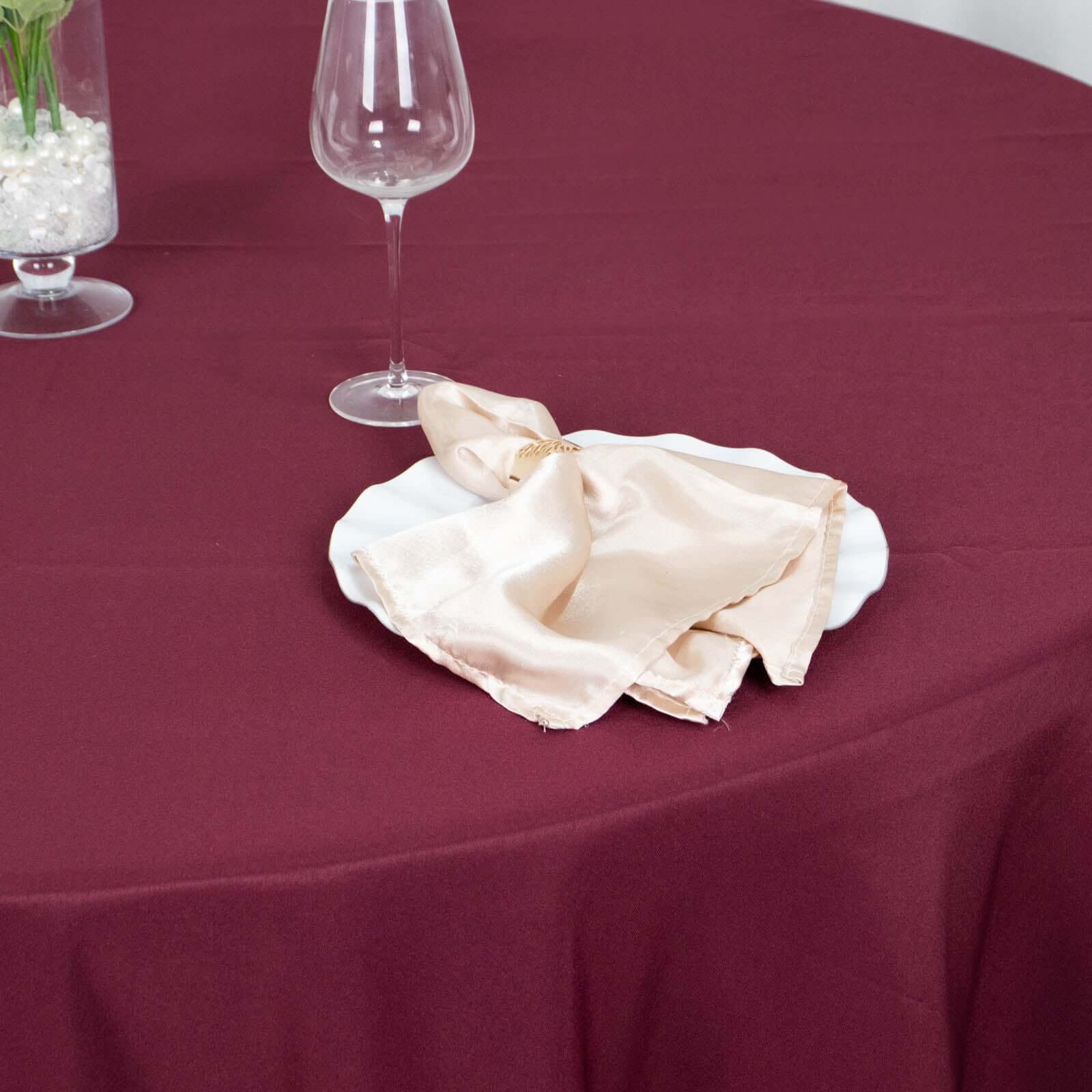 Premium Polyester 108 Round Tablecloth Burgundy - Wrinkle-Resistant 220GSM Table Cover