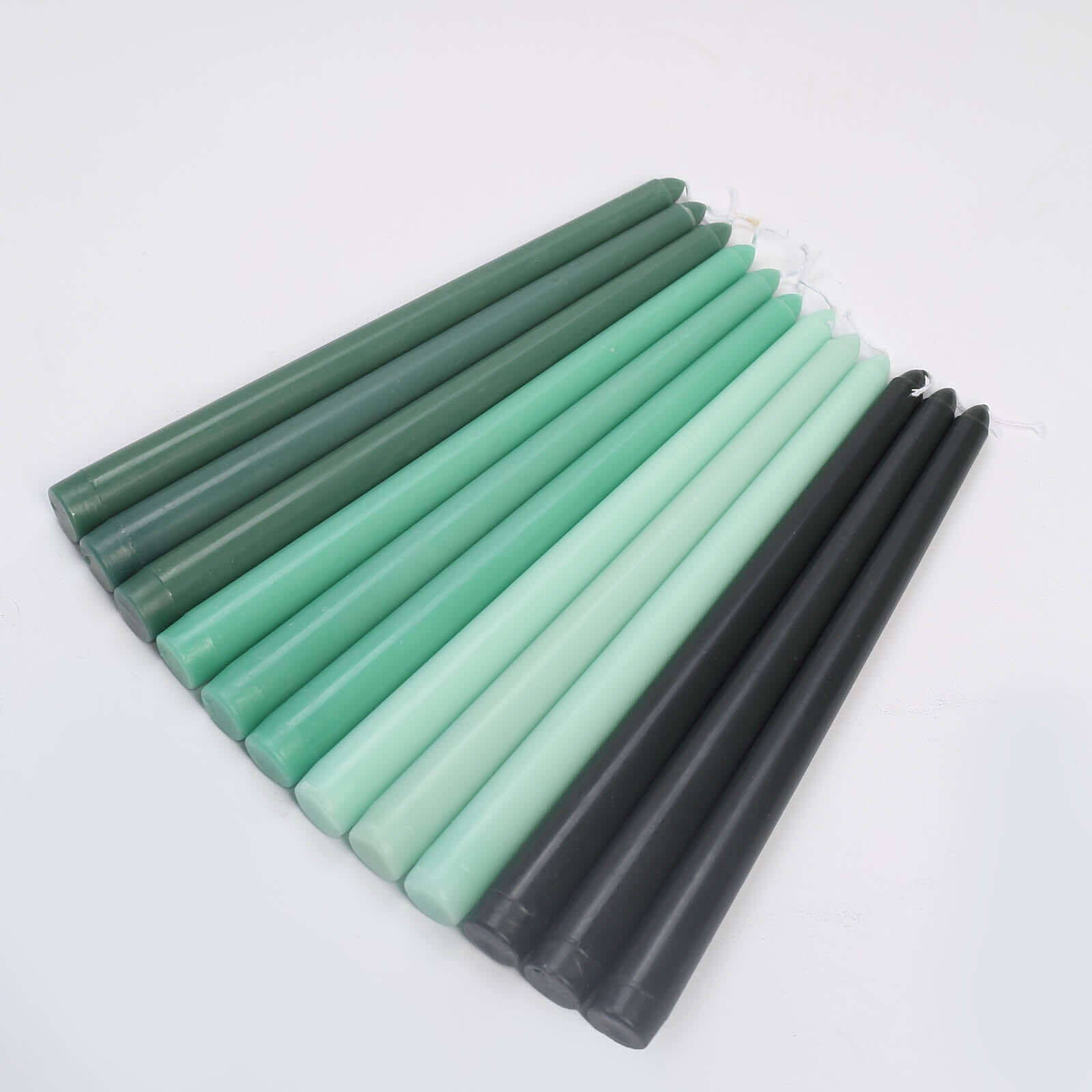 12-Pack Taper Candles Premium Wax Design Mixed Green - Unscented Candles for Sophisticated Decor 10