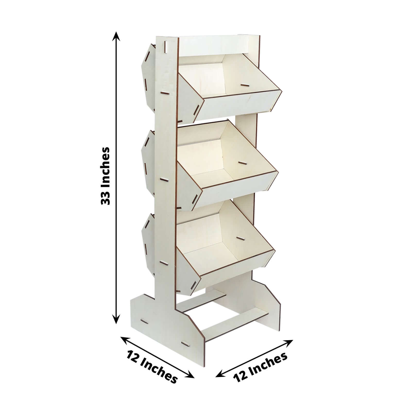 3-Tier Wooden Display Rack Basket Floor Standing Design Natural - Rustic Tabletop Cupcake Dessert Shelf Holder 33