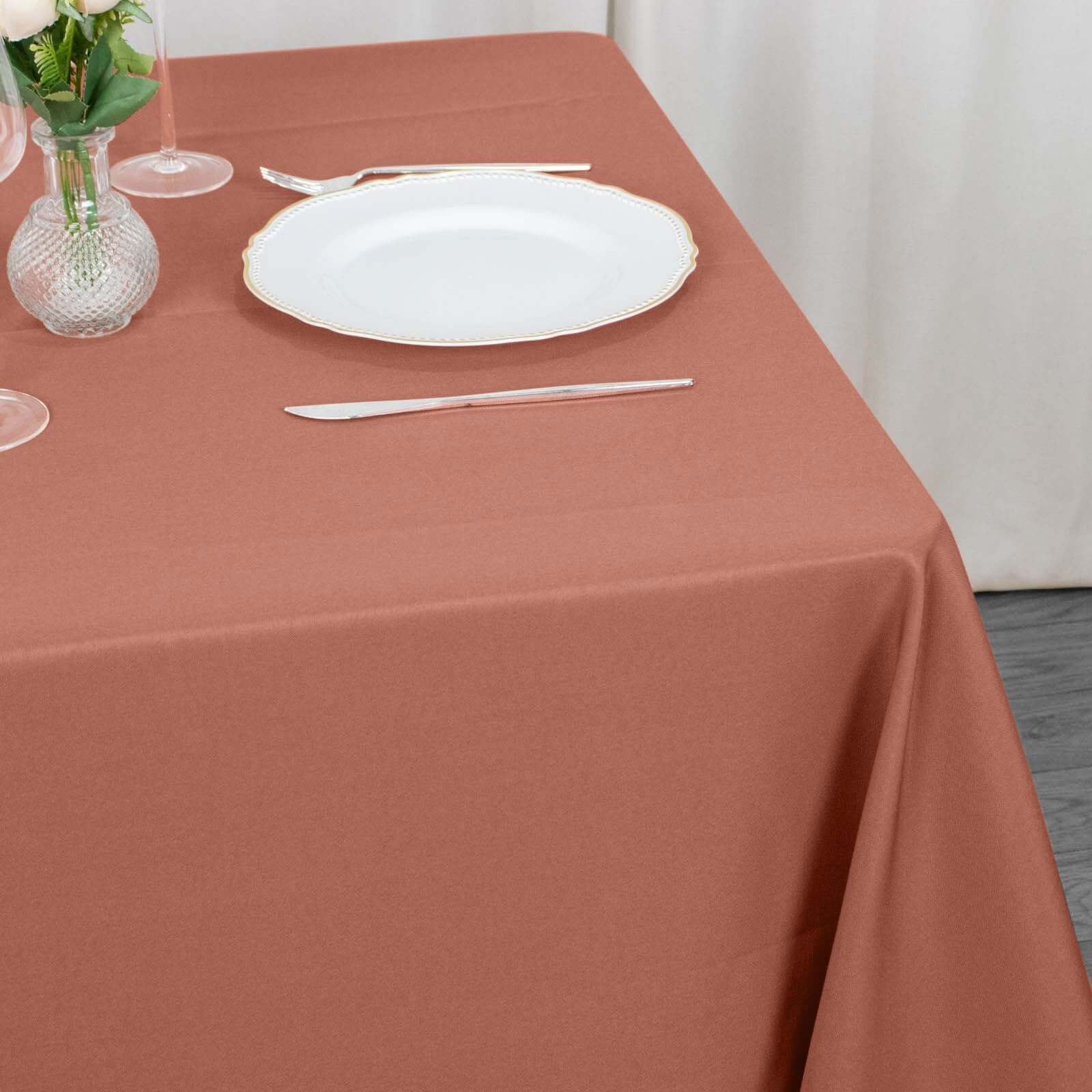 Premium Polyester Square Tablecloth 70x70 Terracotta (Rust) 220GSM Wrinkle-Resistant Table Cover